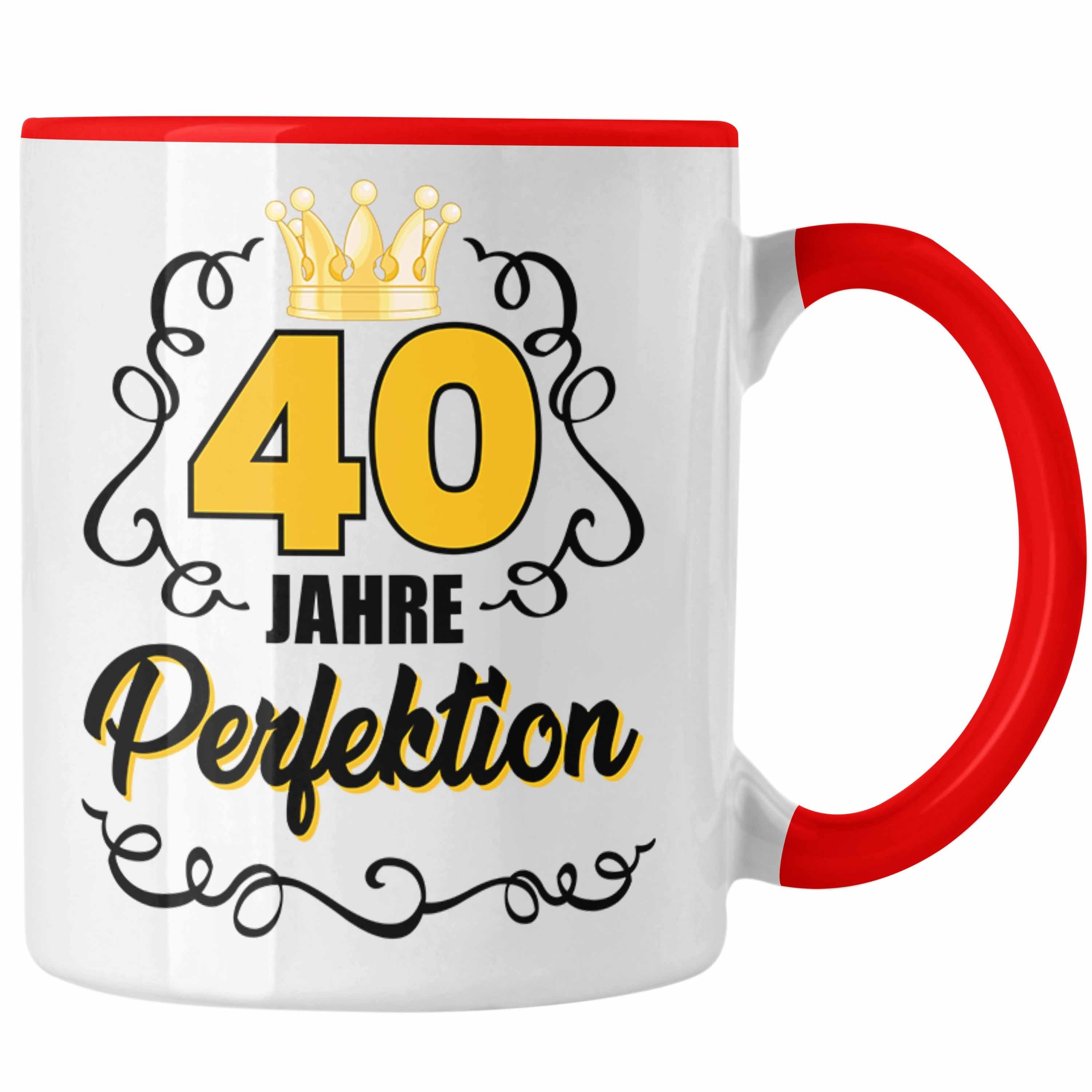 Trendation Tasse Trendation - 40. Geburtstag Frauen Tasse Geschenk Geschenkidee 40er Geburtstag Spruch Perfektion Rot
