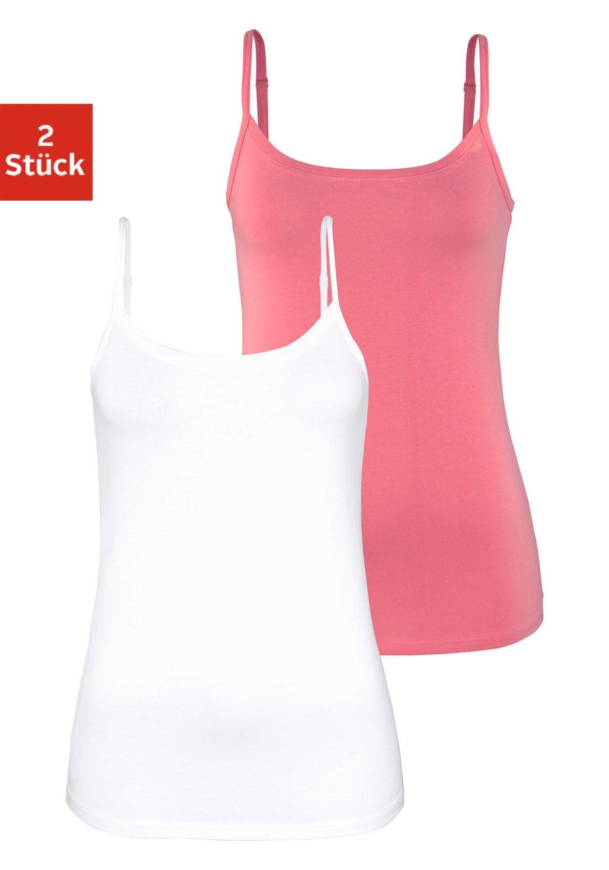 Vivance by Lascana Spaghettitop mit verstellbaren Trägern (2er-Pack) aus elastischer Baumwoll-Qualität