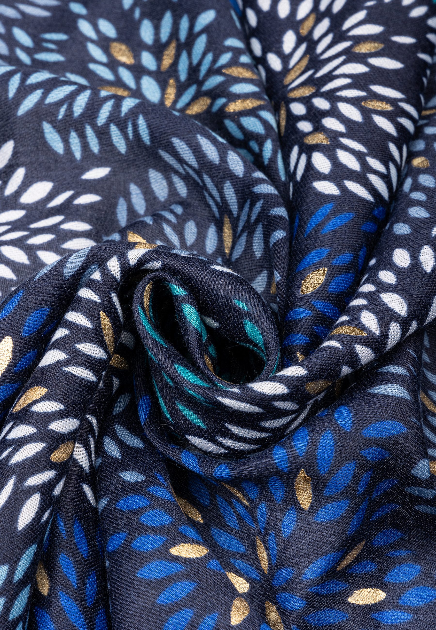 Caspar Modeschal SC517 Damen Schal mit stylish floralem Print und goldenen Akzenten