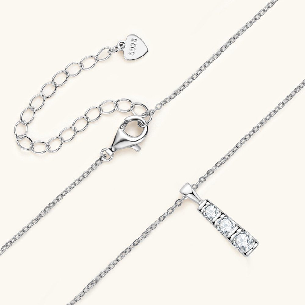 Moissanit-Halskette S925 Charm-Kette Invanter Schlüsselbeinkette Silber, für Damen