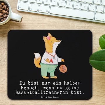 Mr. & Mrs. Panda Mauspad Basketballtrainerin mit Herz - Schwarz - Geschenk, Einzigartiges Maus (1-St)