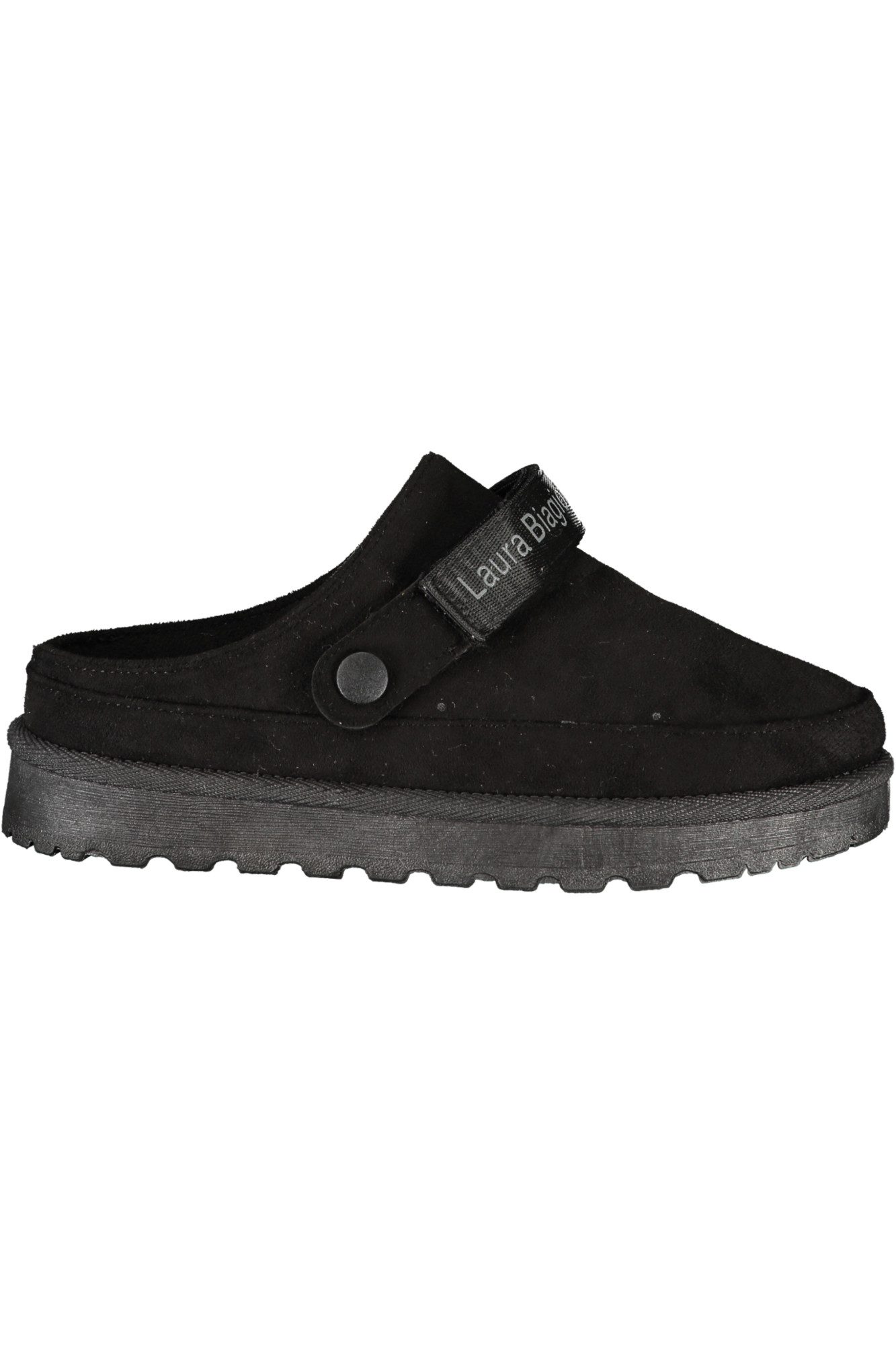 Laura Biagiotti Schlappen Damen Winter Clogs - Schwarze Sabots mit Fell und