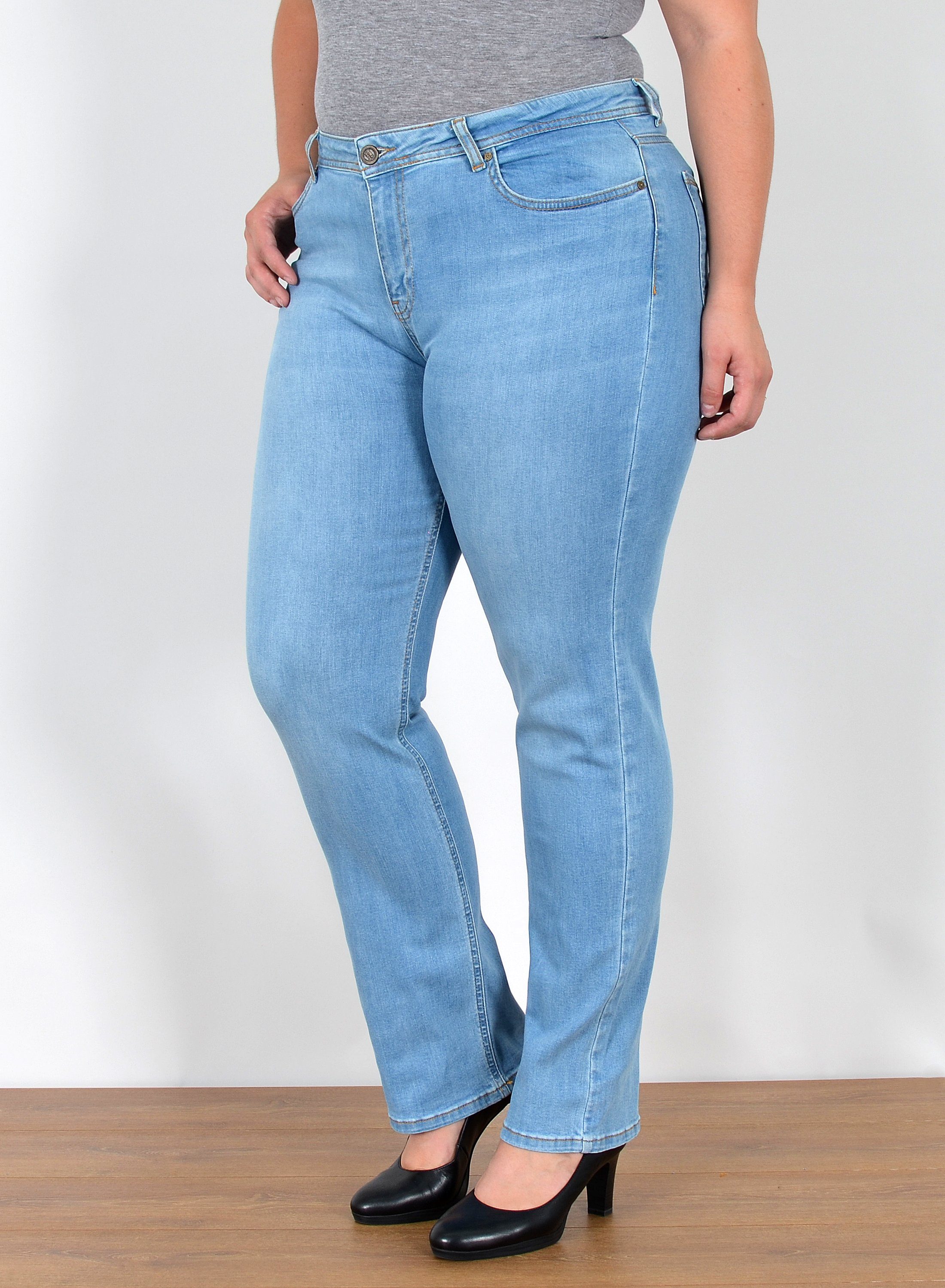 ESRA Straight-Jeans Straight Fit Jeans High Waist Damen Hose Gerade Schnitt günstig online kaufen