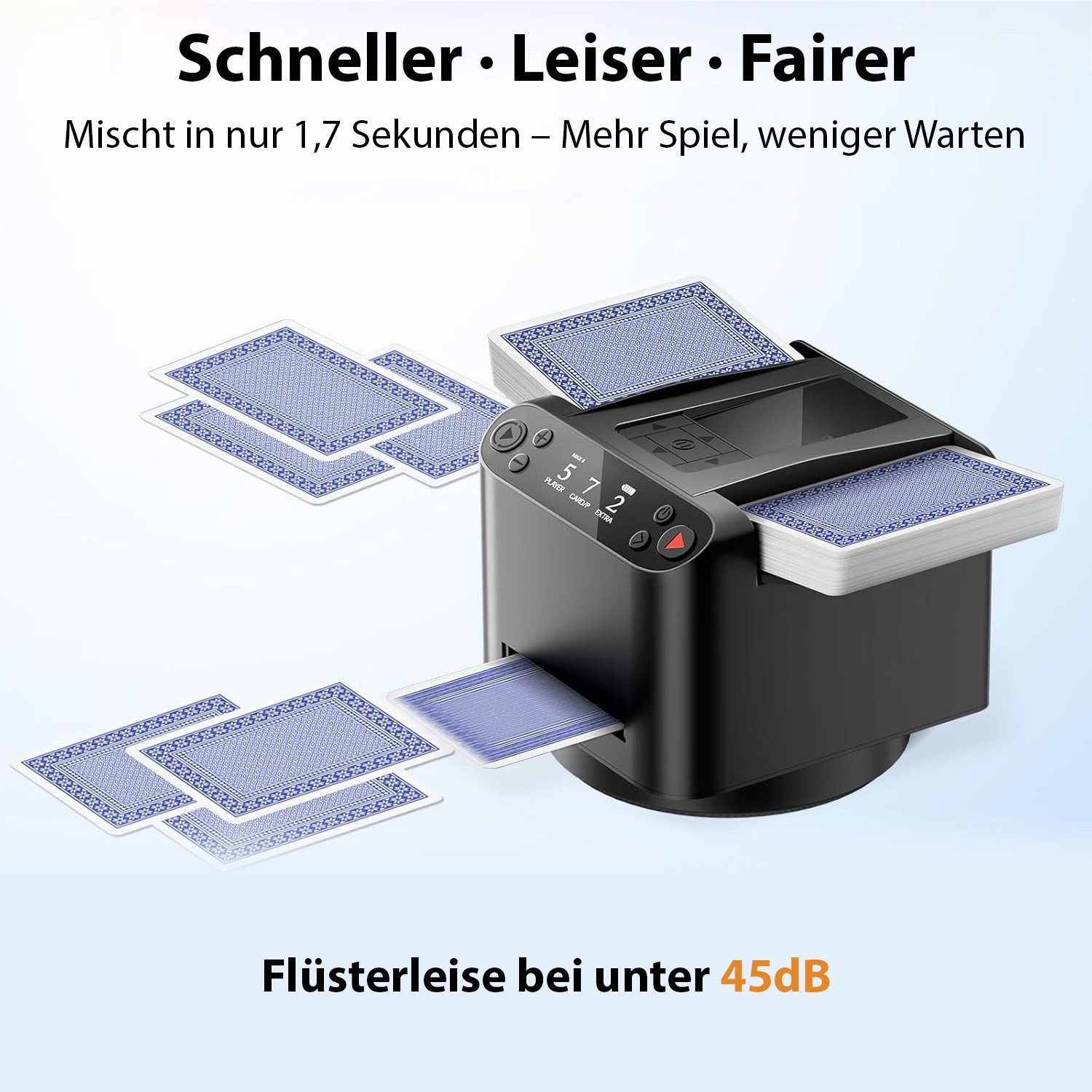 AKKEE Spiel Kartenmischmaschine Elektrische mit 5200 mAh Akku, Familienspiel, Gesellschaftsspiel