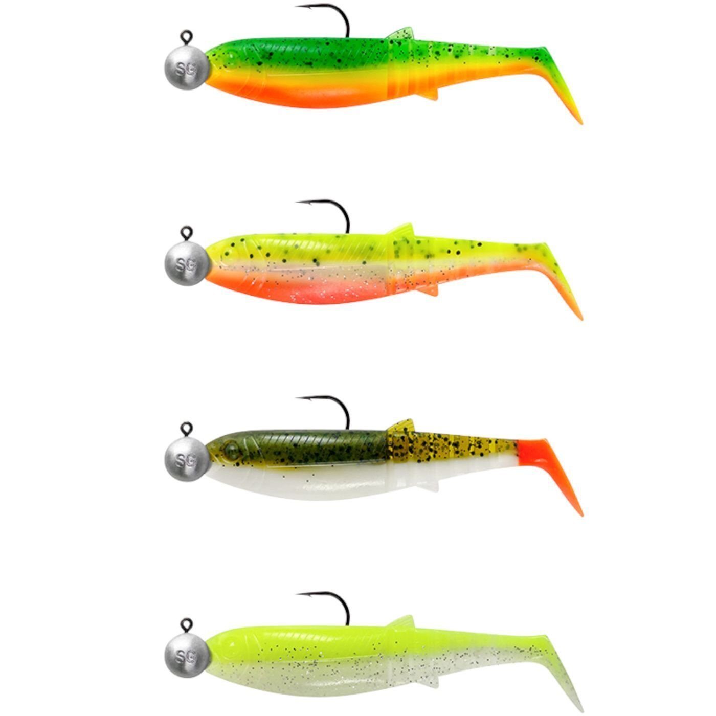 Savage Gear Kunstköder Cannibal Shad Mix 4 montierte Gummifische Gummiköder Softbaits, (Spar-Set), UV-aktiv, verführerische Aktion DW