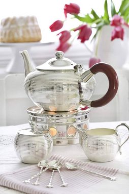 EDZARD Teestövchen Lydia, Warmhalteplatte für Kaffee und Tee, Stoevchen für Teelicht, Höhe 8 cm, schwerversilbert, 1-flammig