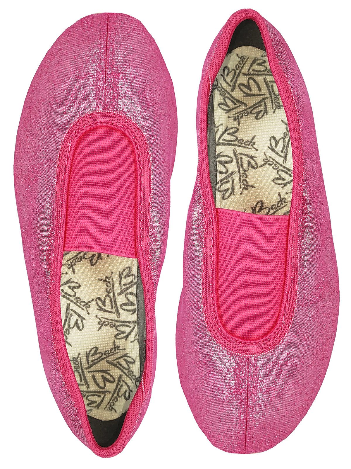 Beck Schläppchen Chic mit Ristgummi, Glanzsatin Gymnastikschuh Mit Ristgummi
