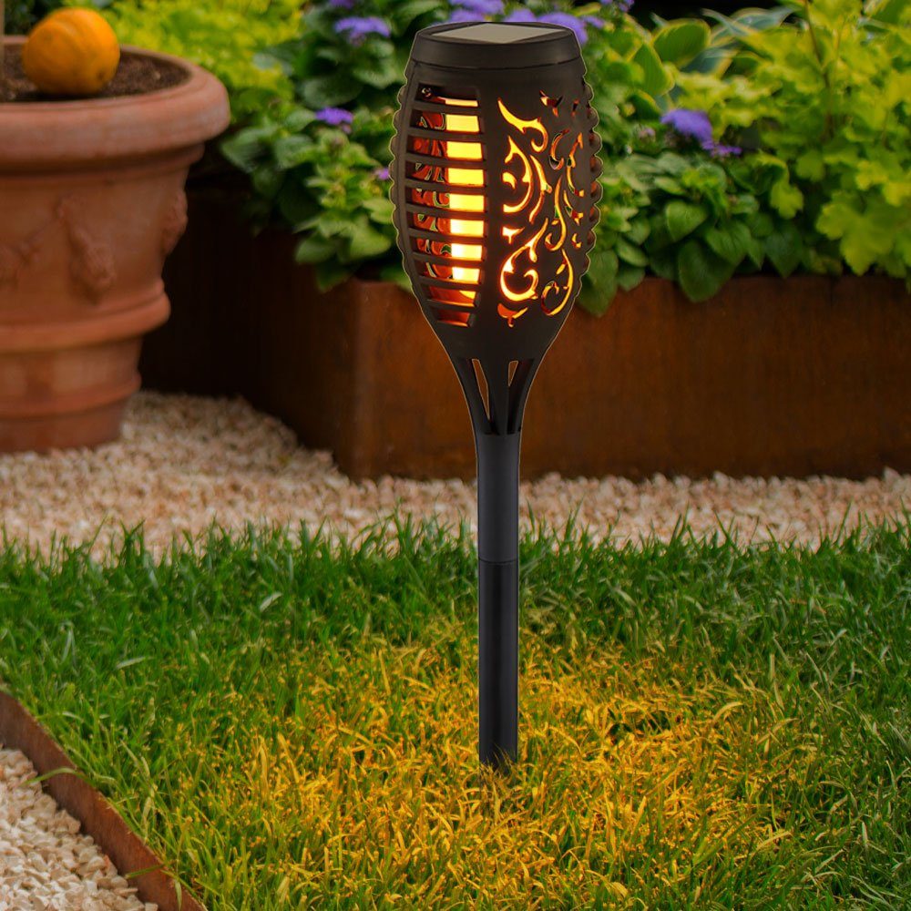 etc-shop LED Solarleuchte, LED-Leuchtmittel Fackel Garten Warmweiß, LED fest Effekt Weg Lampen Außen Feuer 6x verbaut, Solar