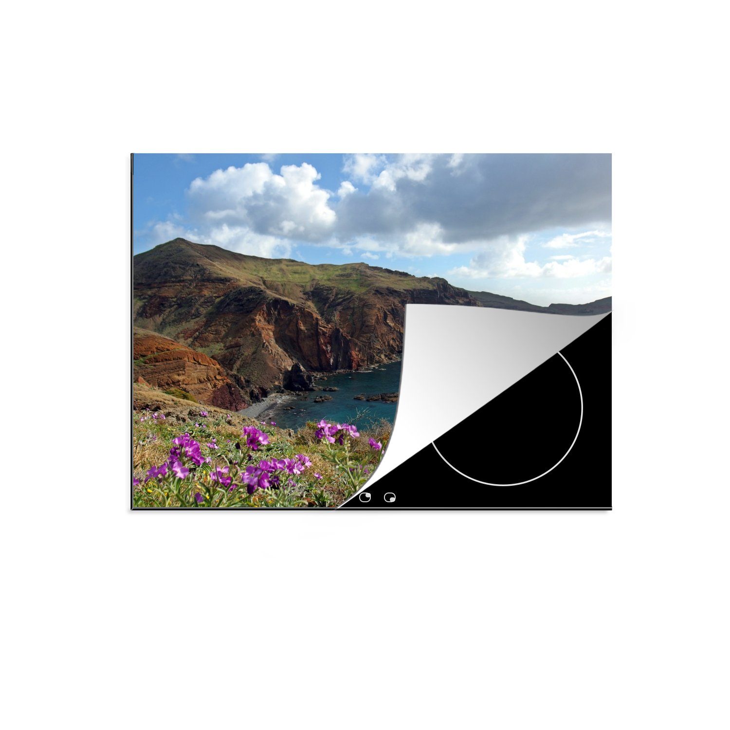 MuchoWow Herdblende-/Abdeckplatte Eine Steilküste auf Madeira, Vinyl, (1 tlg), 70x52 cm, Mobile Arbeitsfläche nutzbar, Ceranfeldabdeckung