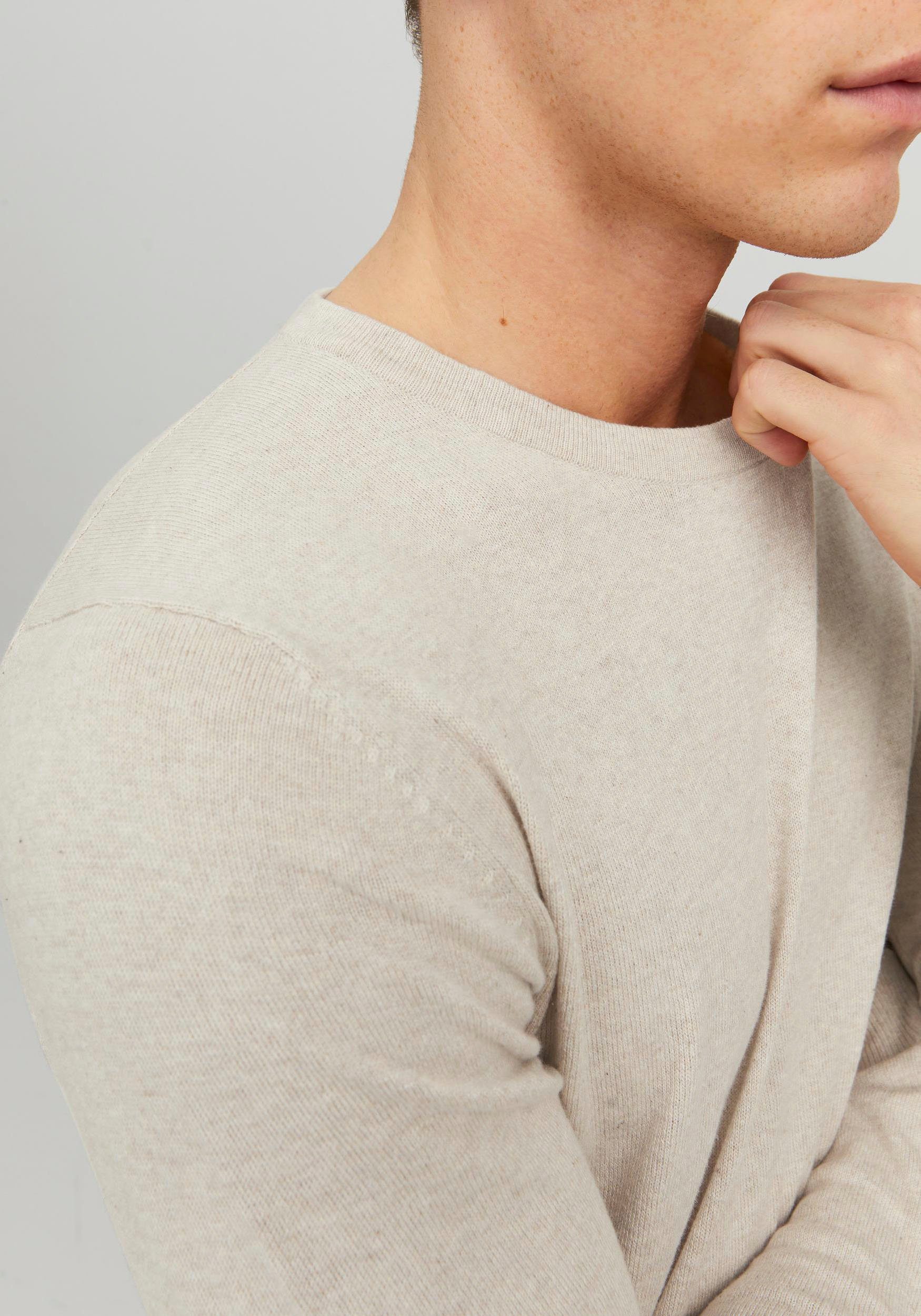 Jack & Jones Rundhalspullover JJEEMIL KNIT CREW NECK NOOS Baumwollmischung, regular fit