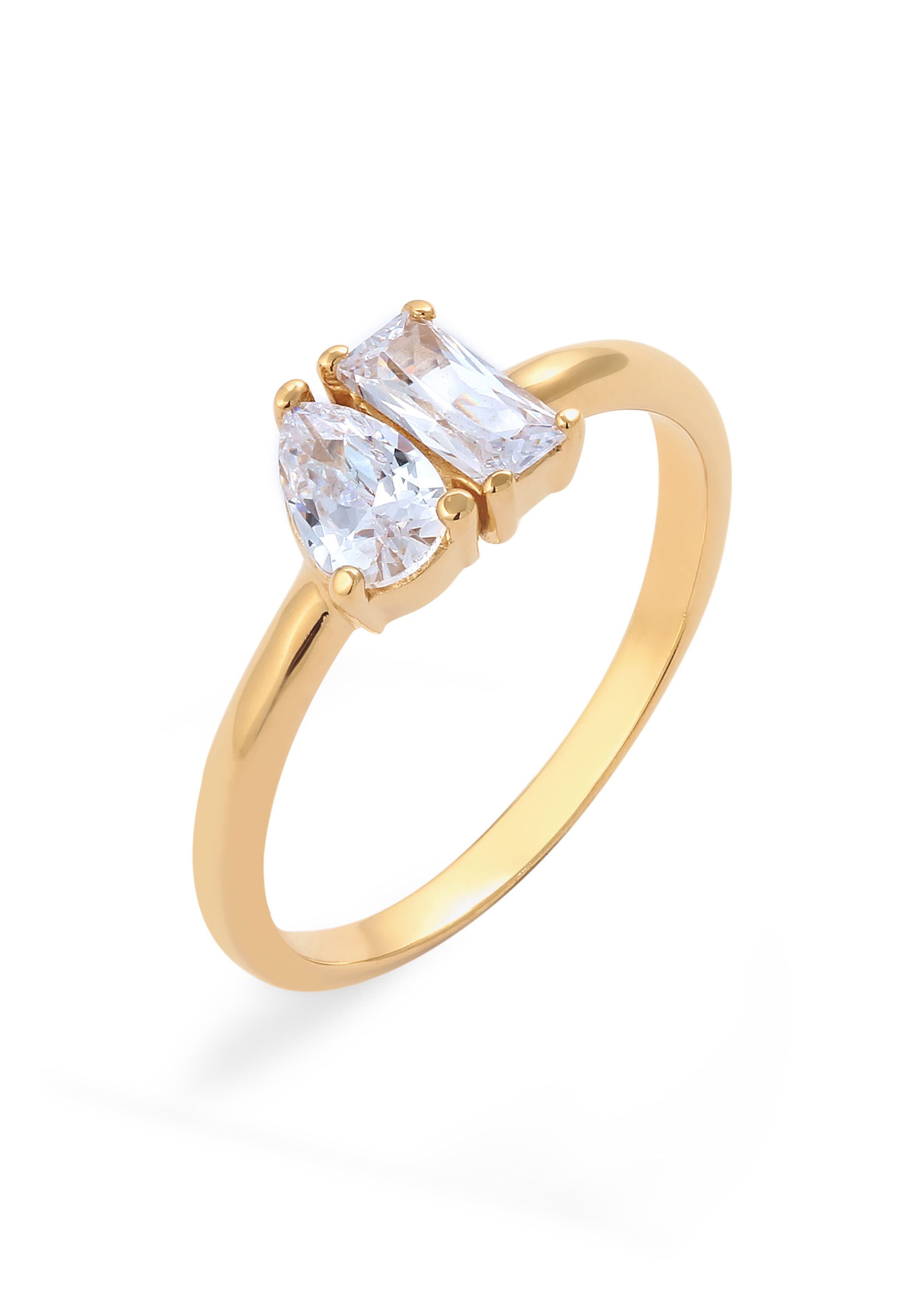 Fingerring Tropfen Zirkonia Weiß 925 Sterling Silber