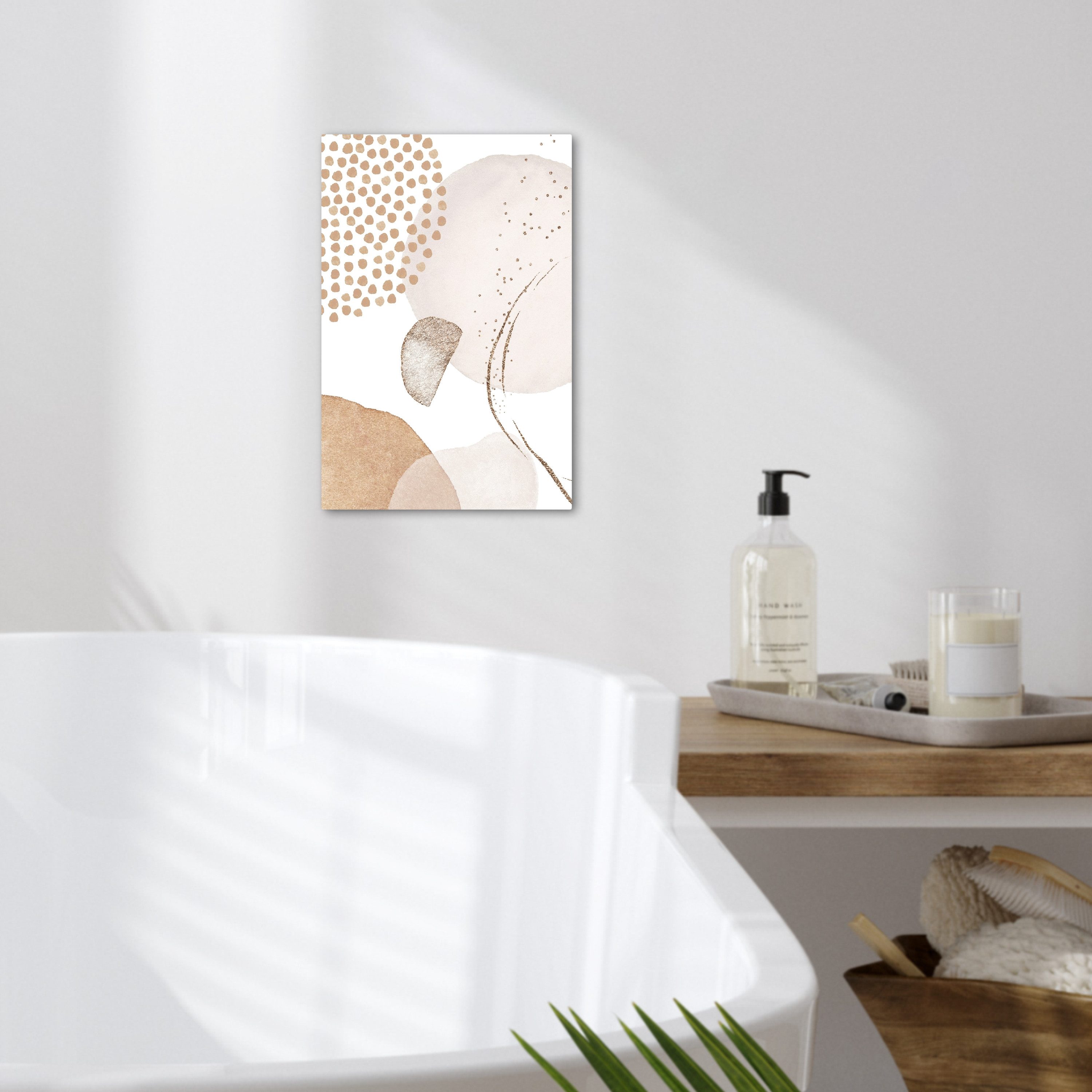 OneMillionCanvasses® Leinwandbild Aquarell - Pastell - Beige - Abstrakt - Modern, Fotodruck (1 St), Badezimmer Deko, Bilder WC, Toilette Wanddeko 20x30 cm