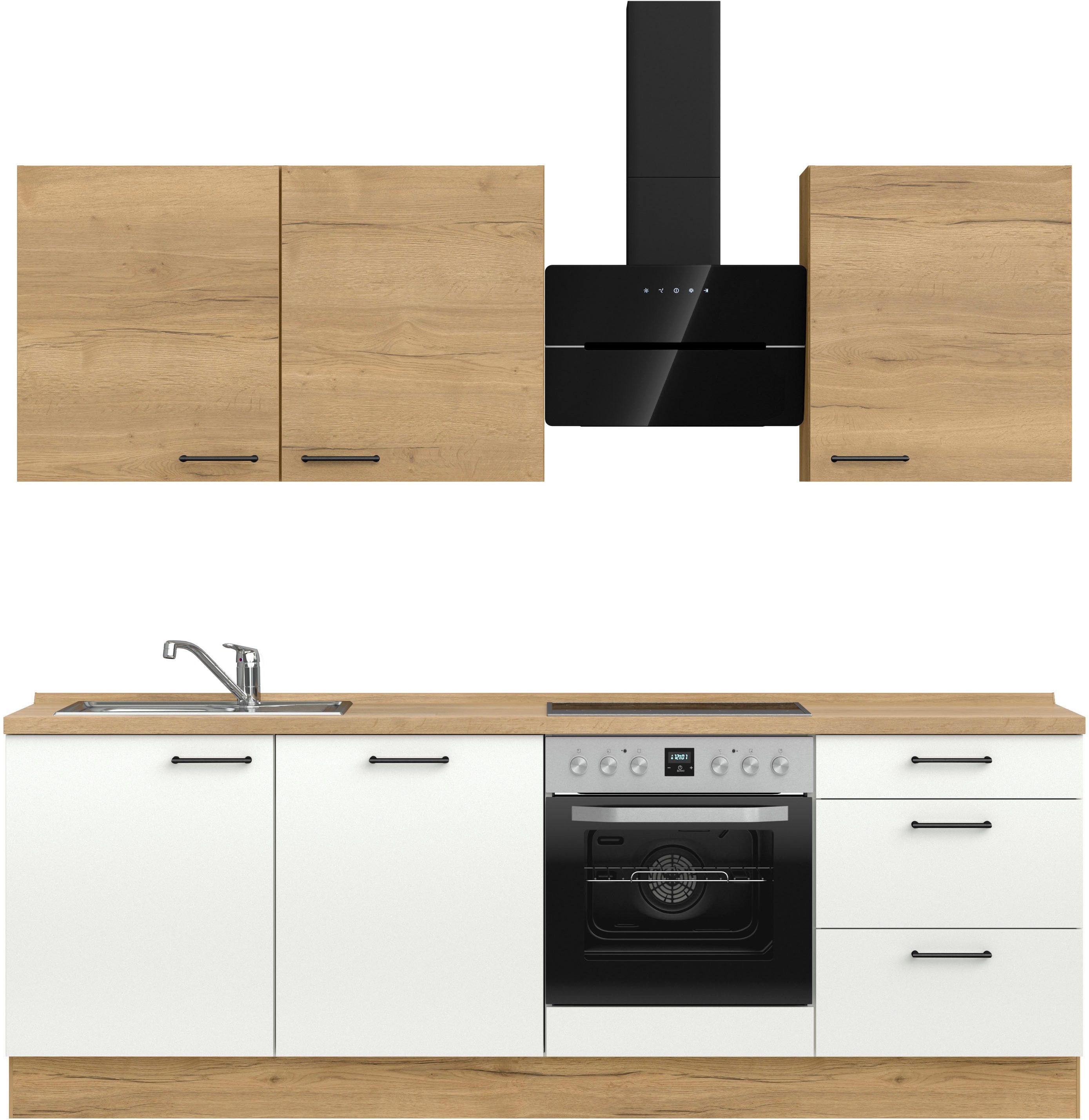 nobilia® Küchenzeile "MIAMI", NEU: individuell anpassbar mit gratis Profi-Beratung, vormontiert, Breite 240 cm, Ausrichtung wählbar, wahlw. mit E-Geräten