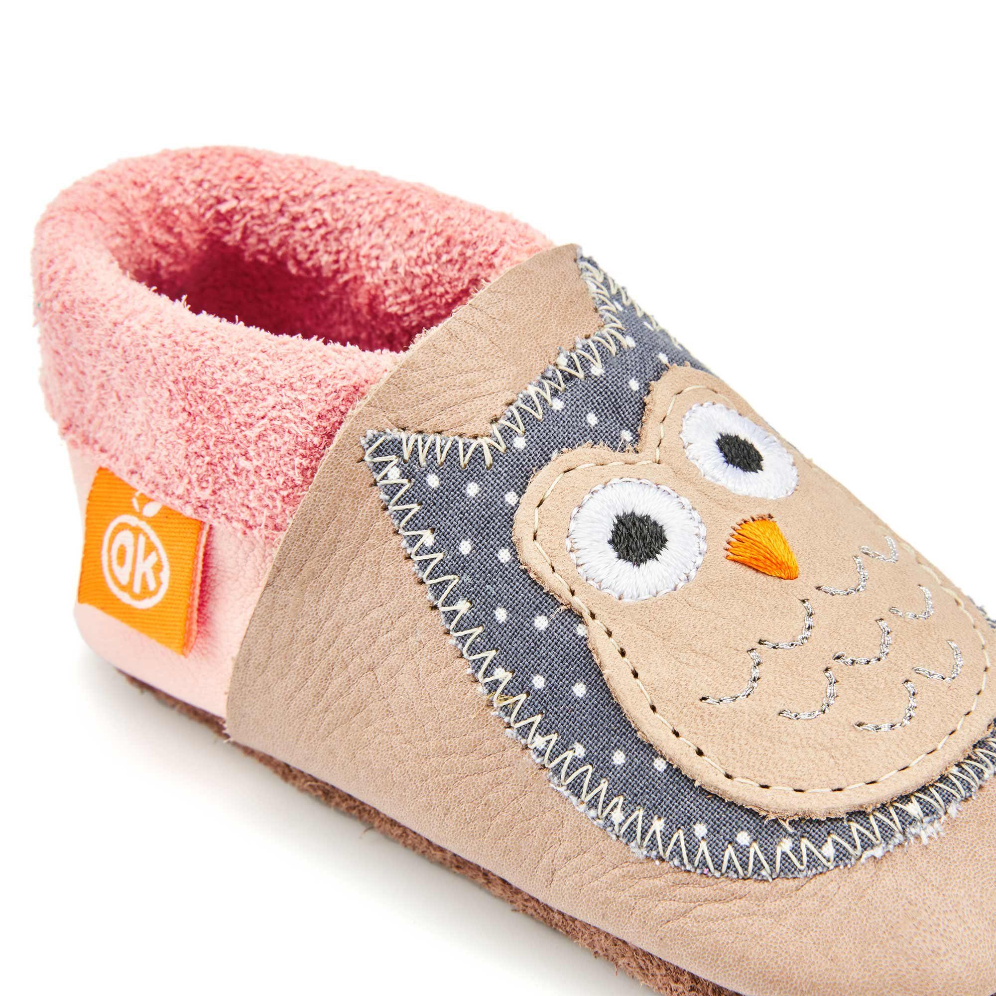 Orangenkinder® Eulalia die Eule Baby Krabbelschuh pflanzlich gegerbtes Leder, Made in Germany, Atmungsaktiv – Bild 4 von 5