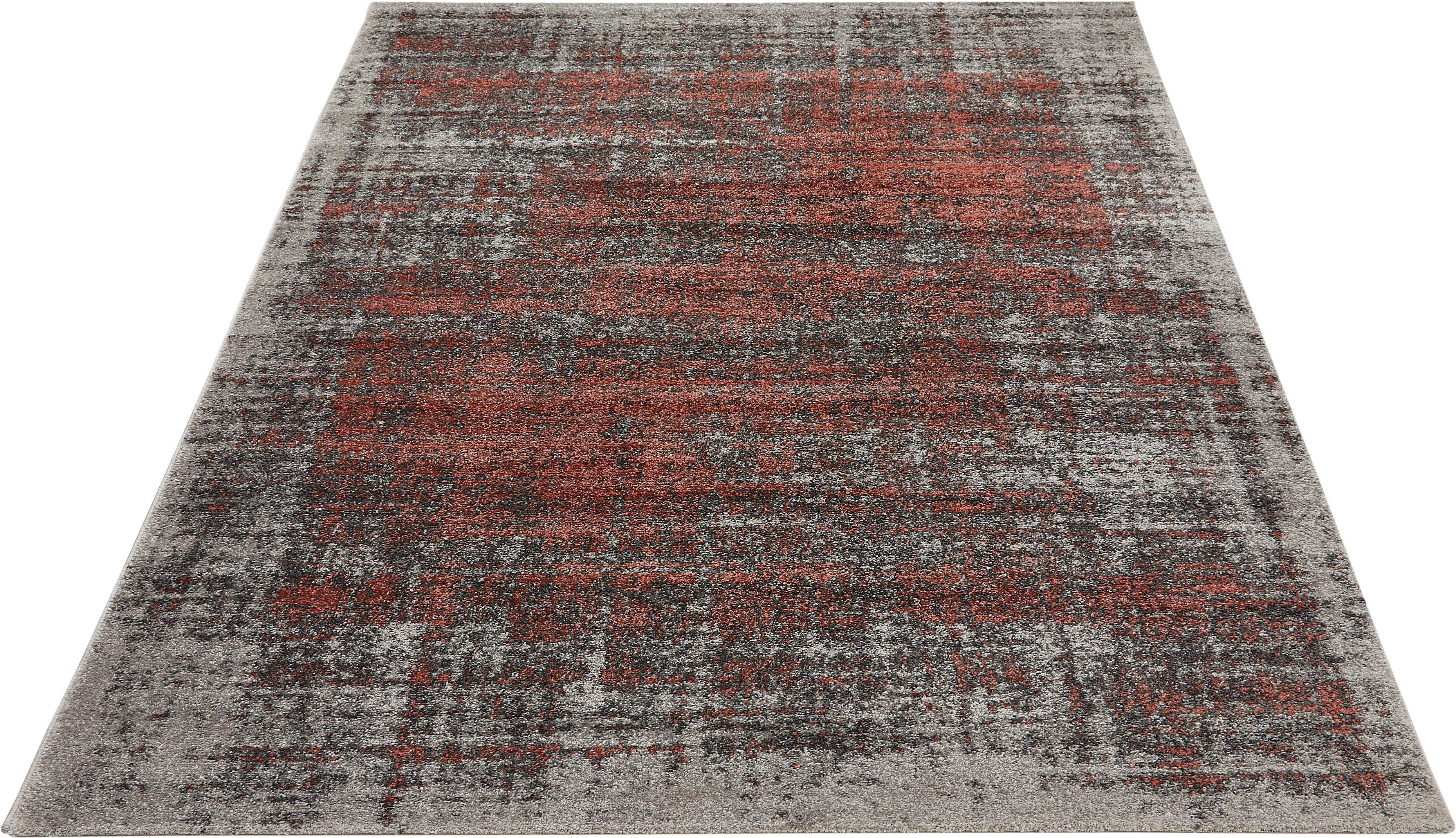 Teppich Campos, Andiamo, rechteckig, Höhe: 10 mm, Kurzflor, Wohnzimmer grau/coral