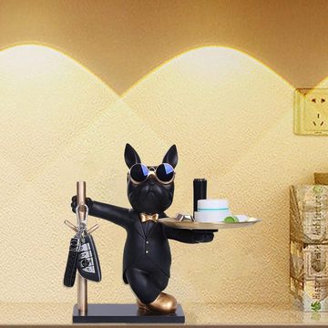 Zeitlosigkeit Tierfigur Bulldog Tablett Dekor: Skulptur und Aufbewahrung, für Dekoration, Aufbewahrungsornamente, Wohnzimmer-Schlafzimmer-Dekoration, Geschenk