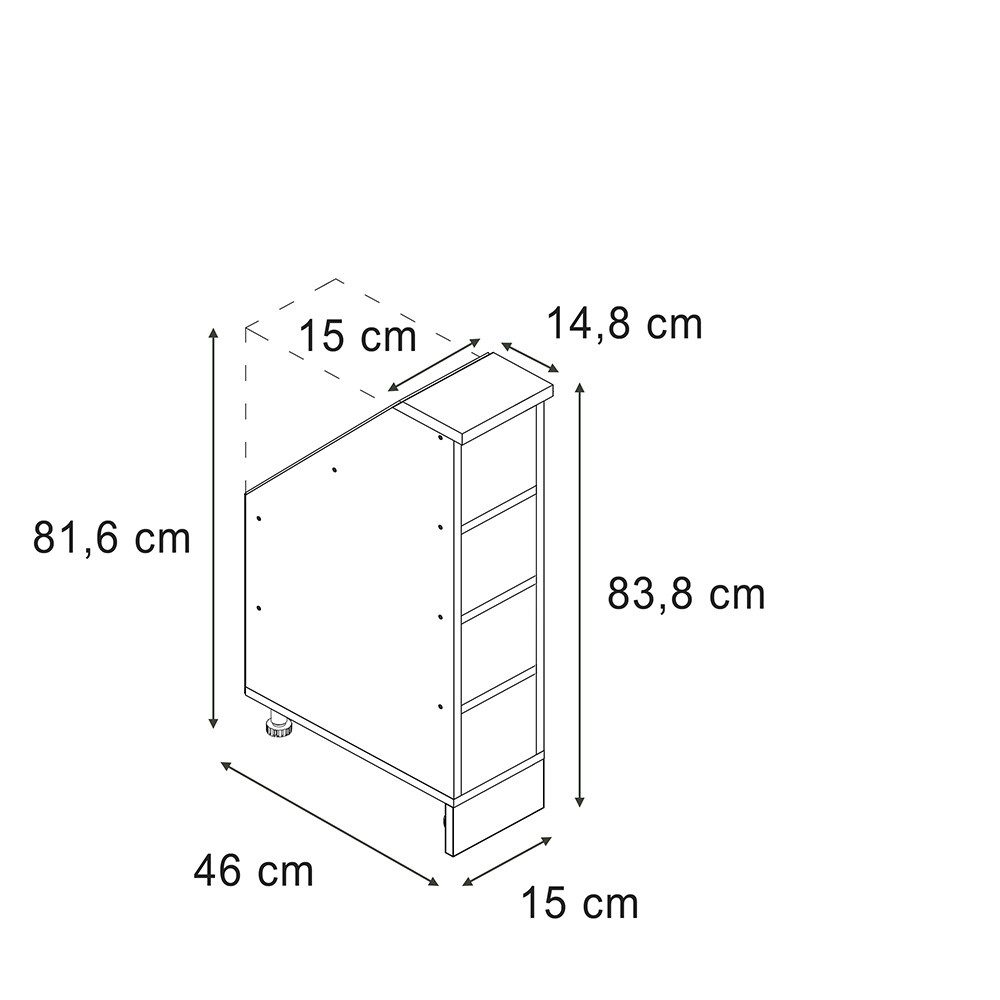 Vicco Unterschrank R-Line, Anthrazit, 15 cm mit 4 Fächern (1-St)
