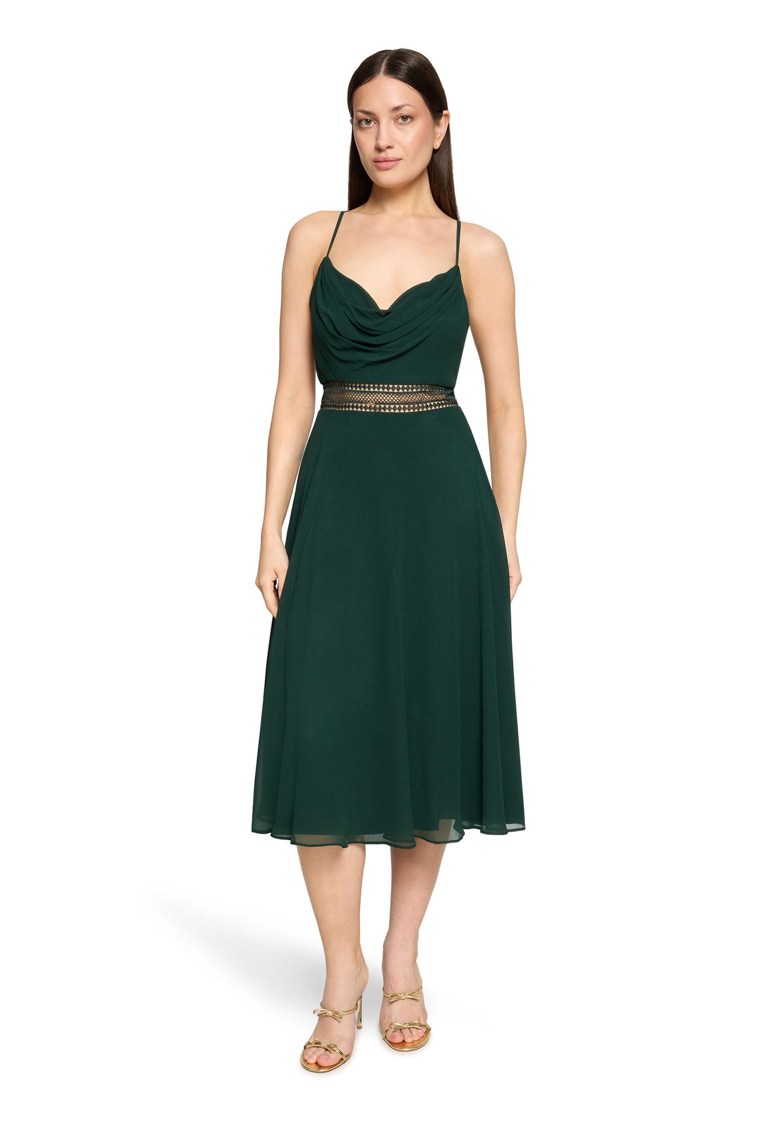 Vera Mont Cocktailkleid Damen mit Wasserfallausschnitt Stickerei
