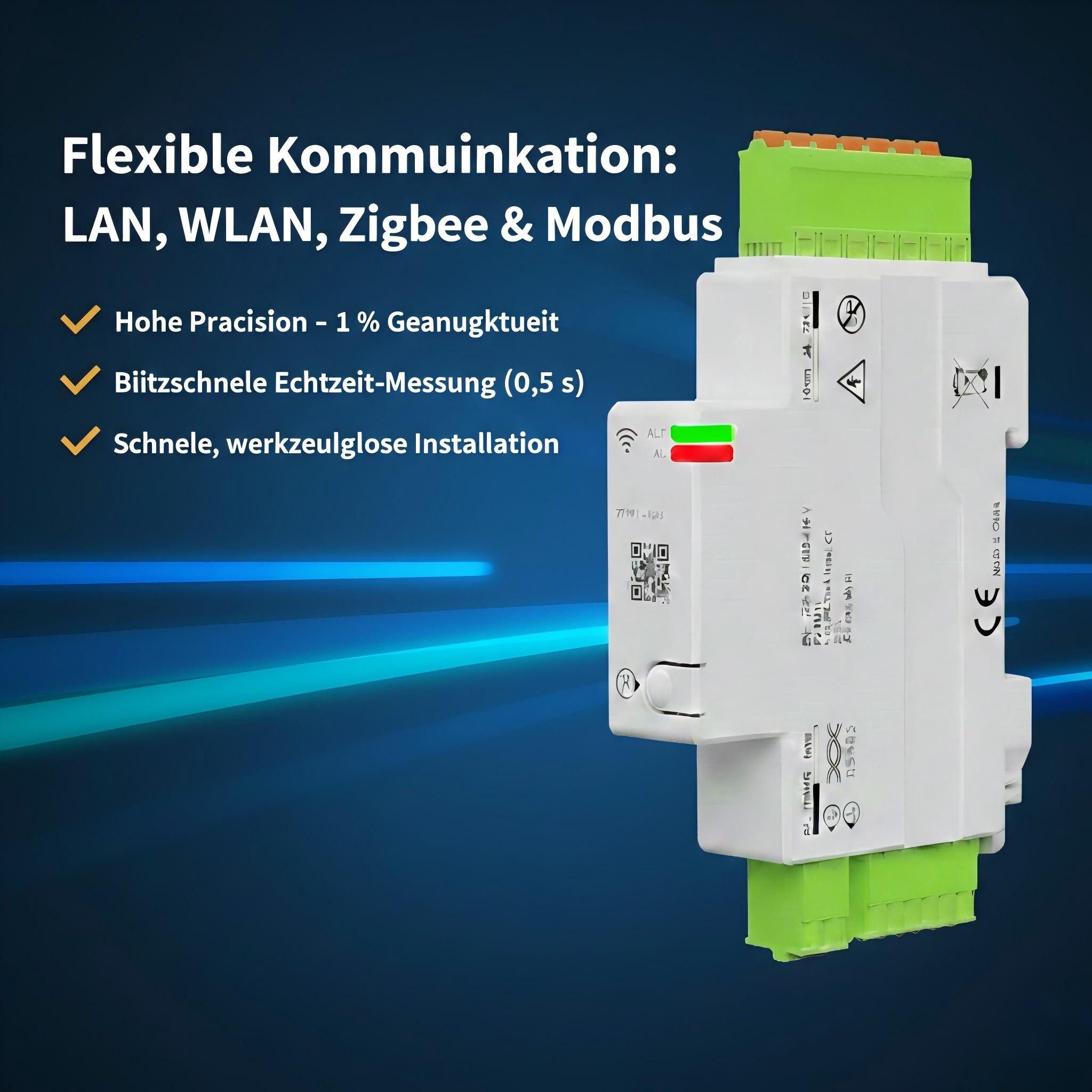 Conow Solaranlage Conow Intelligenter 3-Phasen Stromzähler, WLAN / Zigbee / Modbus, (Set / Komplettset, 1 x Conow Intelligenter Stromzähler, 3 x CT, Montagematerial), Hochpräzise Energieüberwachung, Echtzeit-Daten für Photovoltaik