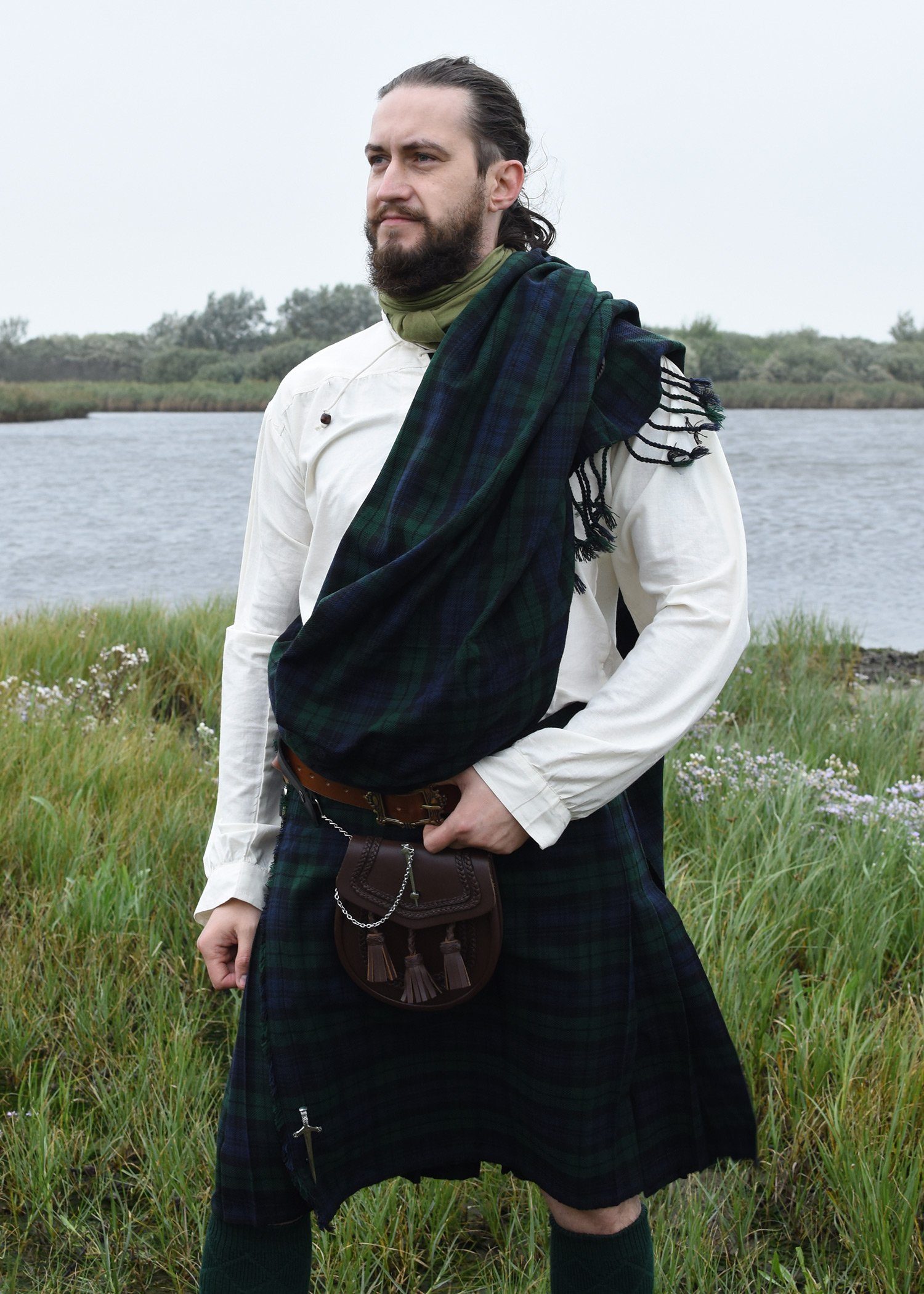 Wikinger-Kostüm Plaid / Schal, Tartan, Black Watch, ca. 234 x 137 cm