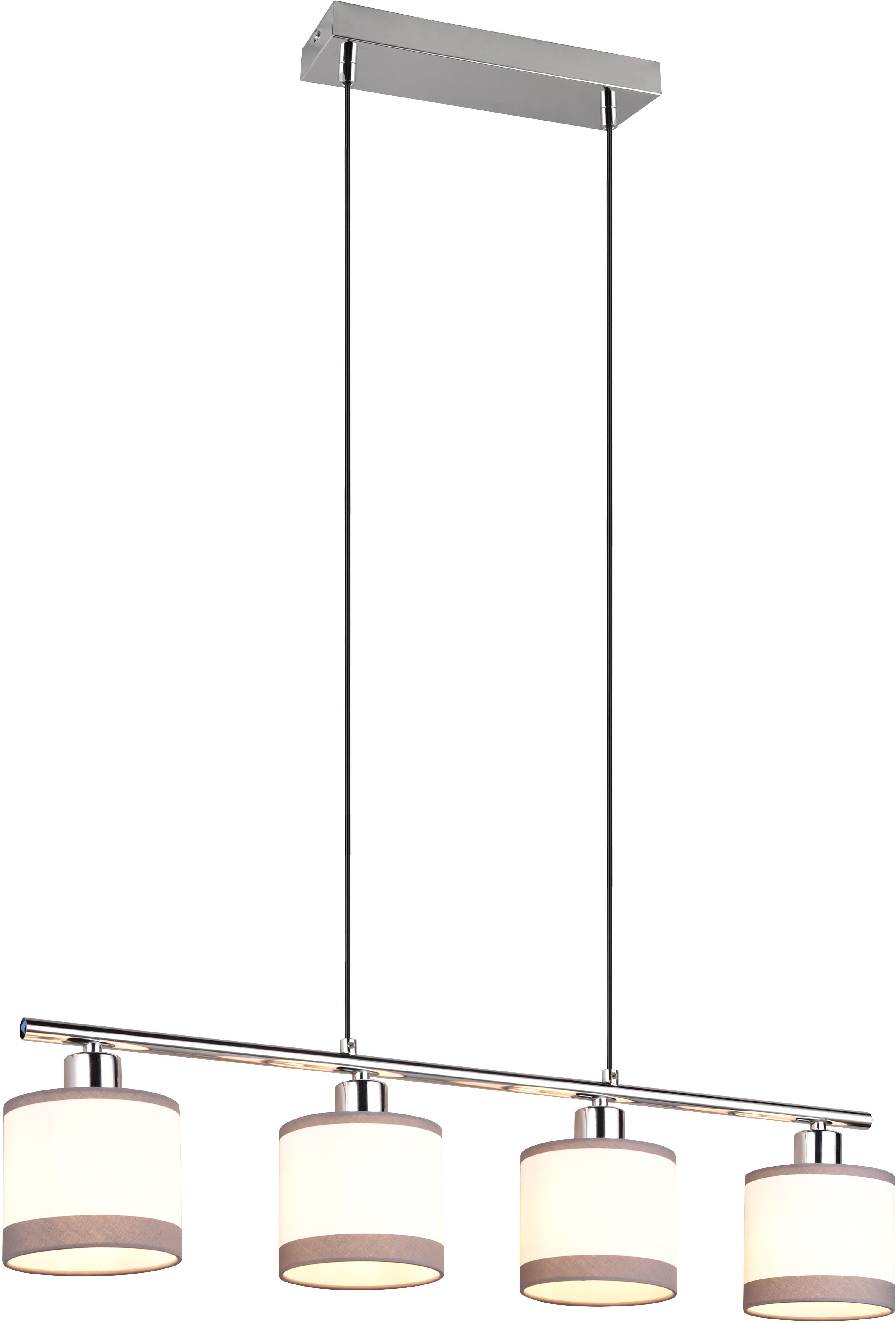 Reality Leuchten Pendelleuchte DAVOS, Hängeleuchte 4-flammig exkl 4x E14 max 10W höhenverstellbar, Leuchtmittel wechselbar, warmweiß - kaltweiß, Hängelampe mit Stoffschirmen 2-farbig Höhe bis max 150cm verstellbar
