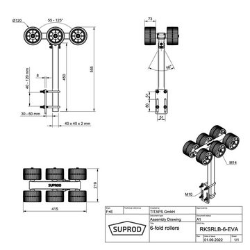 SUPROD Auffahrrampe Sliprollen Slipwagen Sliphilfe Bootstrailer EVA-Reifen Ø 120 mm, 6er