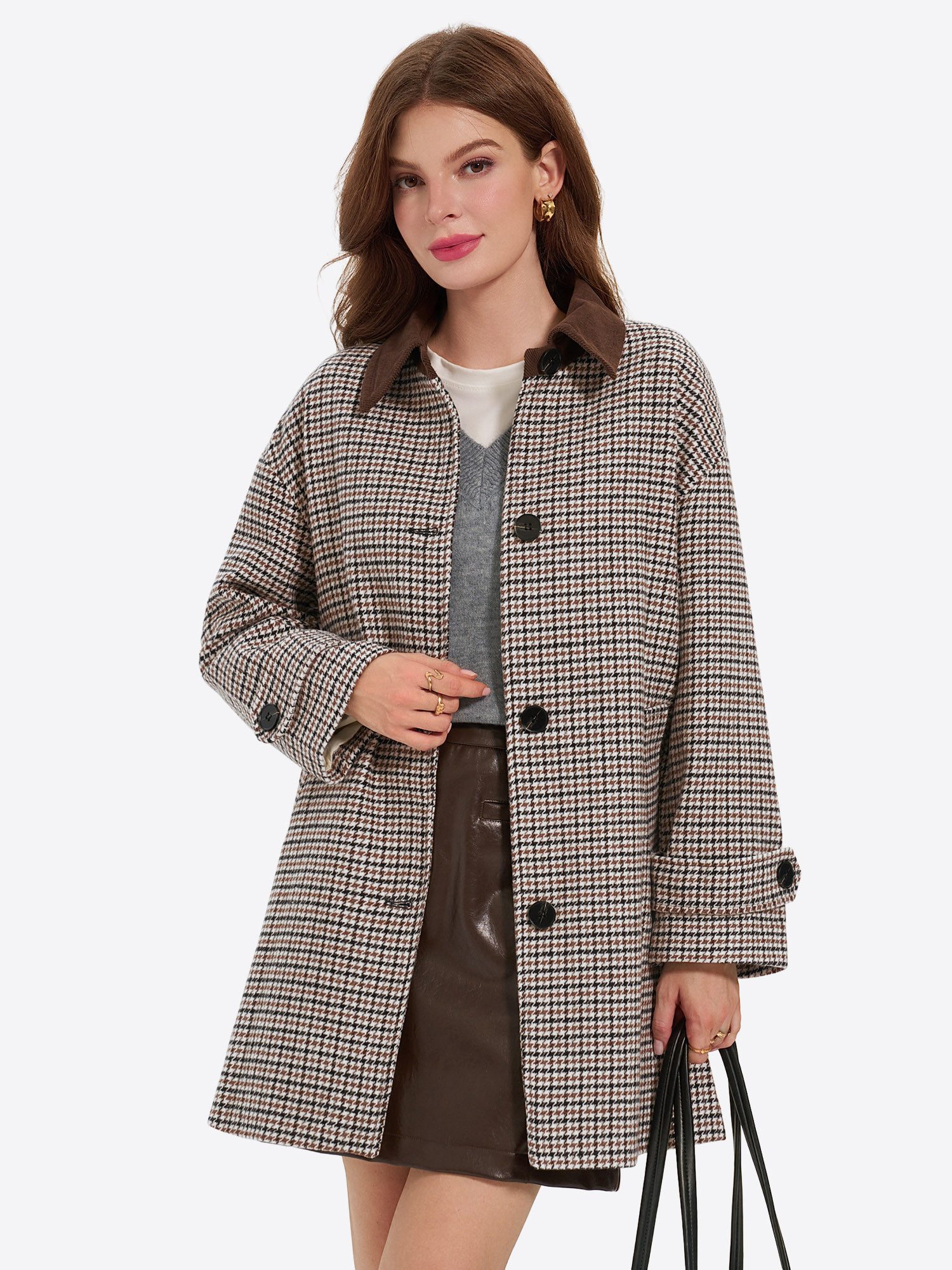 Imily Bela Hemdjacke Damen Übergangsjacke mit Karomuster (Packung, 1-St., 1per-Pack) mit Taschen