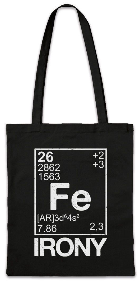 Beuteltasche Fe Ferrum Irony Stofftasche Chemie Ironie Professor Chemiker Lehrer