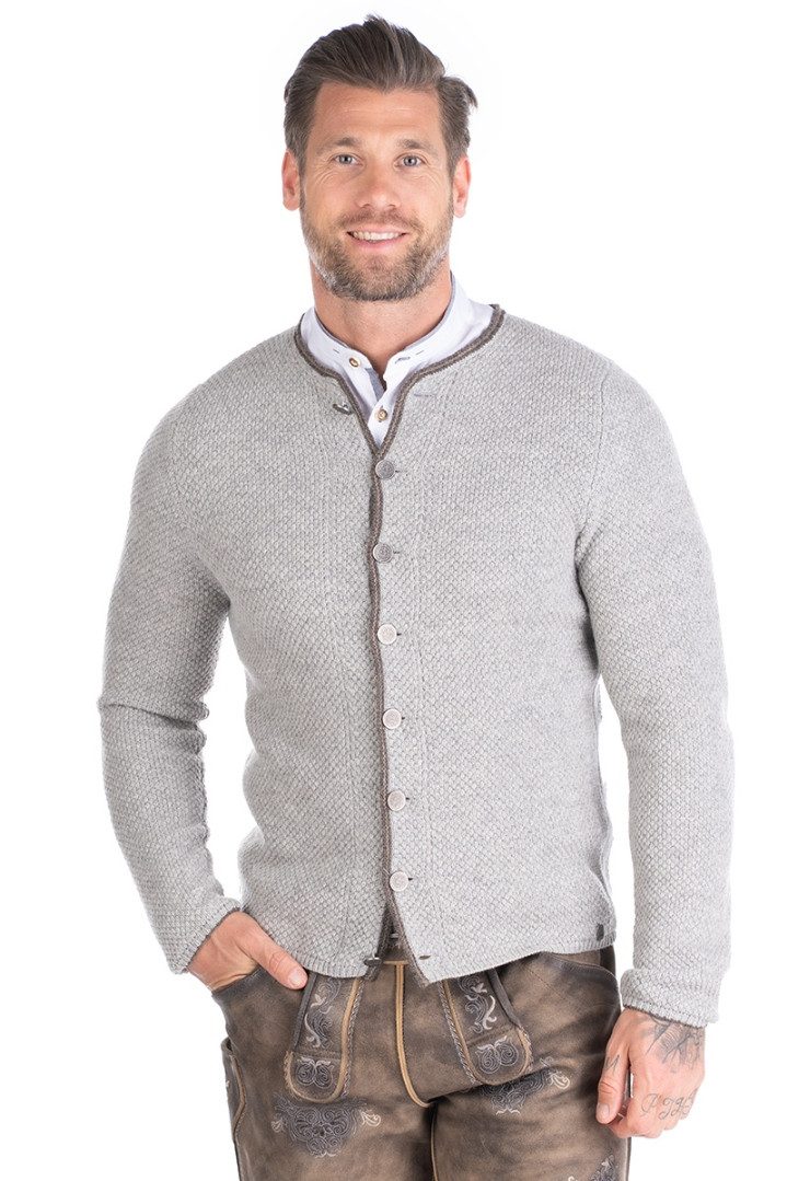 Spieth & Wensky Trachtenstrickjacke Trachten Strickjacke Herren - KLEMENS - hellgrau