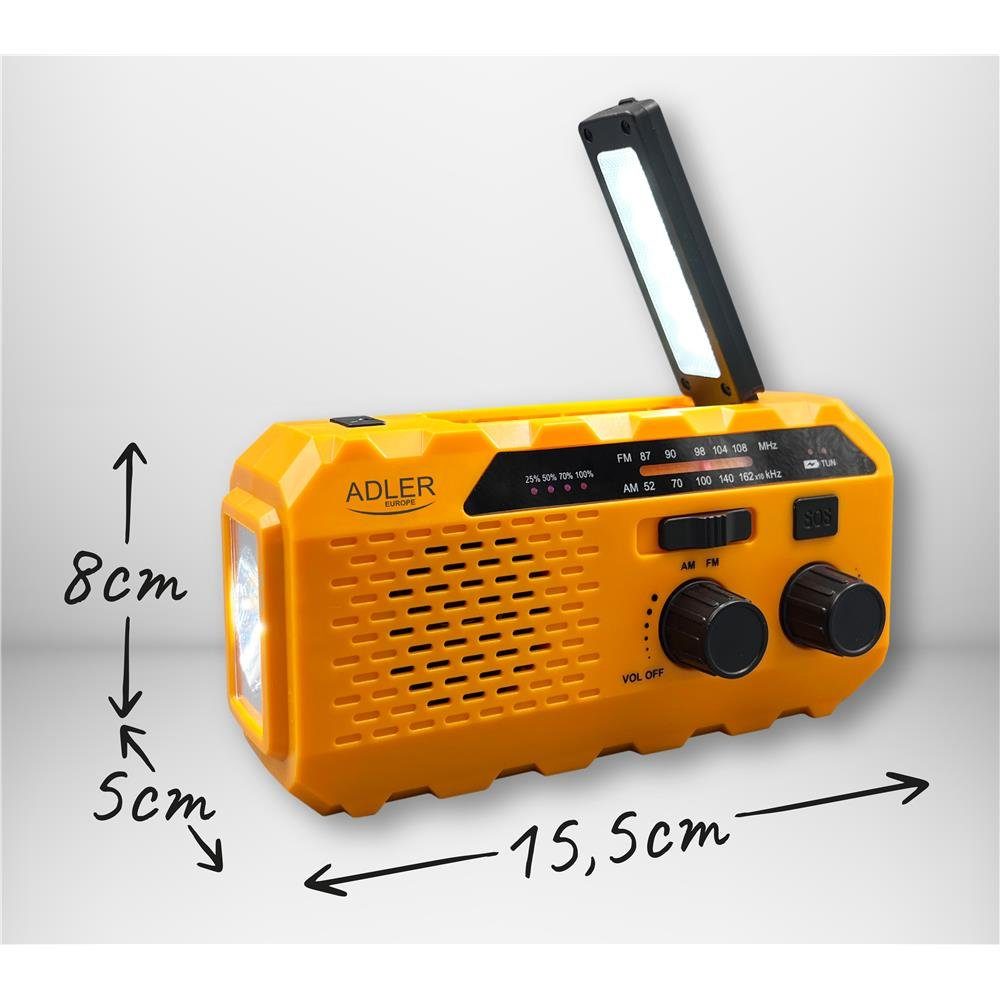 Adler AD 1197 Kurbelradio Notfallradio (FM-Tuner, AM-Tuner, tragbares Radio, Taschenlampe, Ladefunktion) – Bild 4 von 5