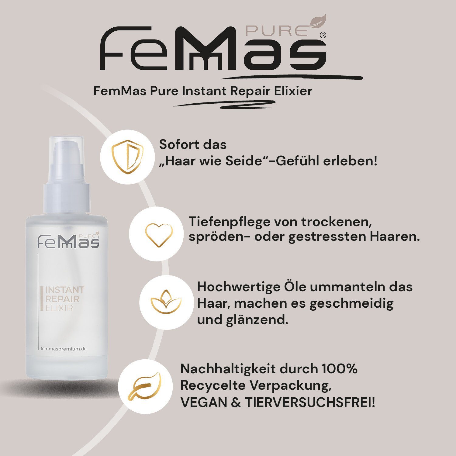 Femmas Premium Haaröl Femmas Repair Elixir Pure 100ml Instant