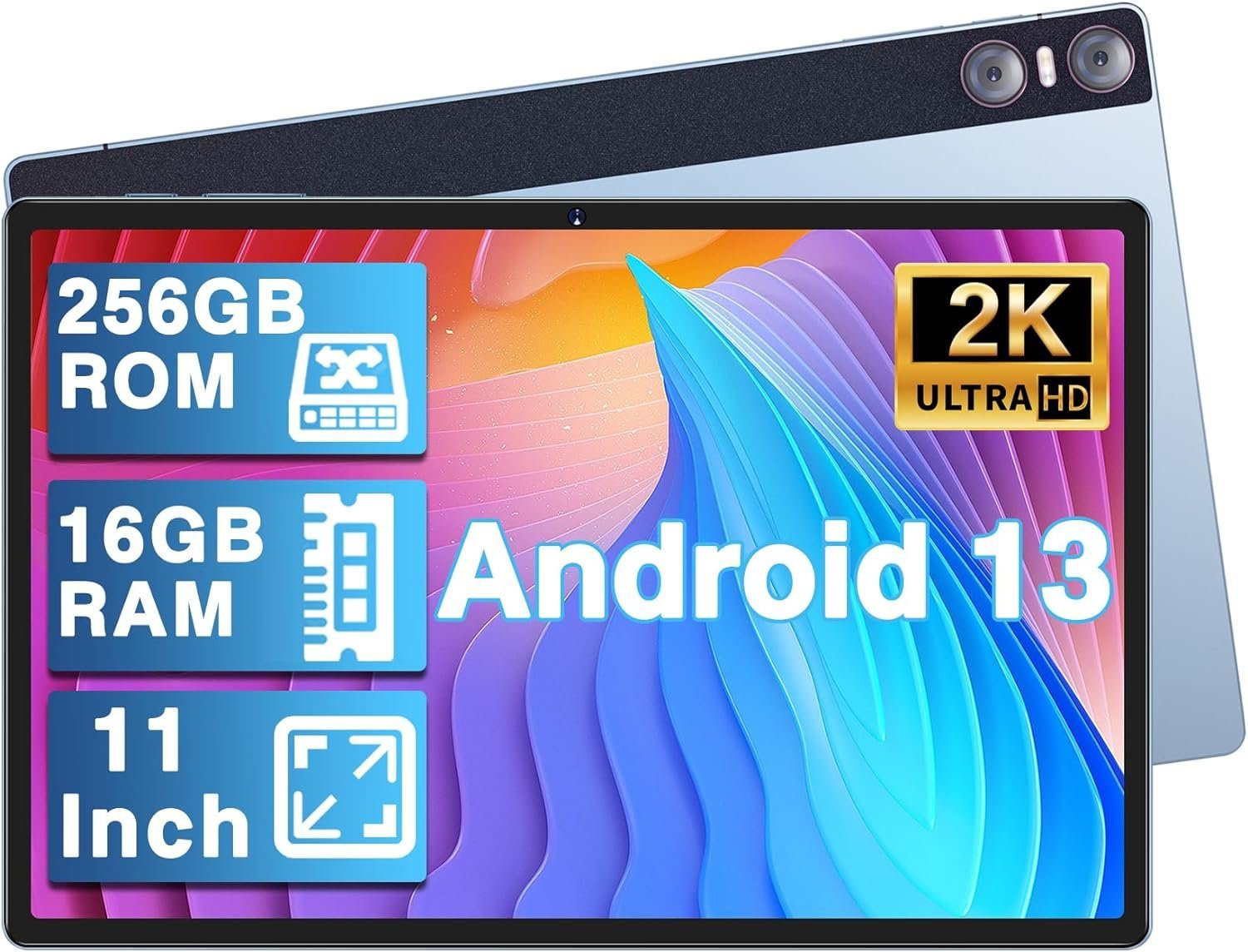 YESTEL 16 GB RAM 4 Lautsprecher, 3 Kameras, GPS, 18W Schnellladung, 8600mAh Tablet (11