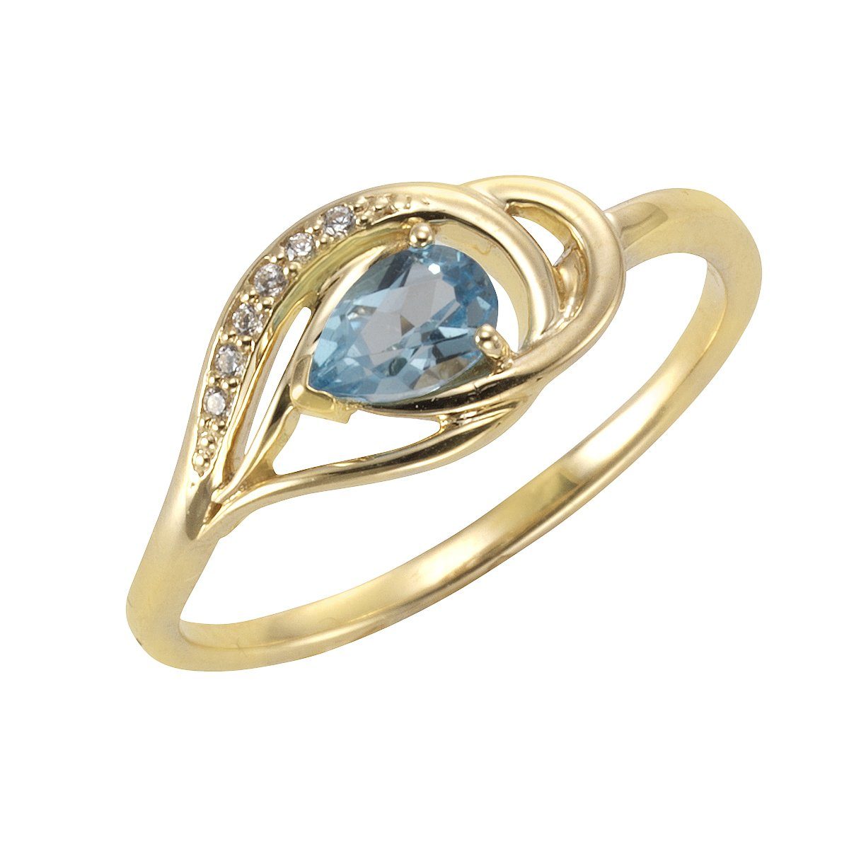 mit Blautopas/Zirkonia Vivance Gelbgold 375/- Fingerring