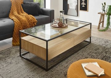 MCA furniture Couchtisch Evora, mit Glas und 2 Schubladen mit Push to open