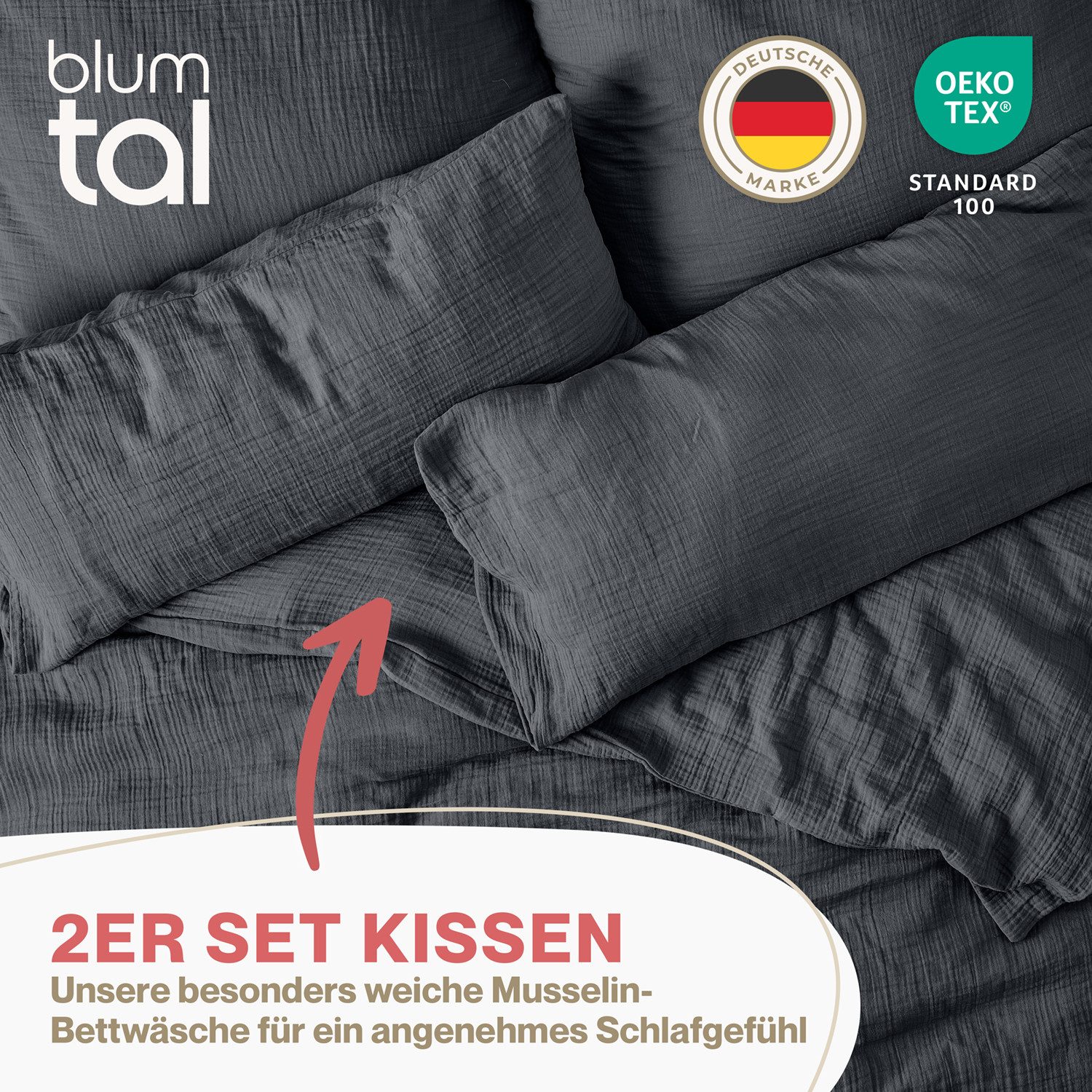 Blumtal Kissenbezug Musselin Kissenbezug - Oeko-TEX zertifiziertes Musselin günstig online kaufen