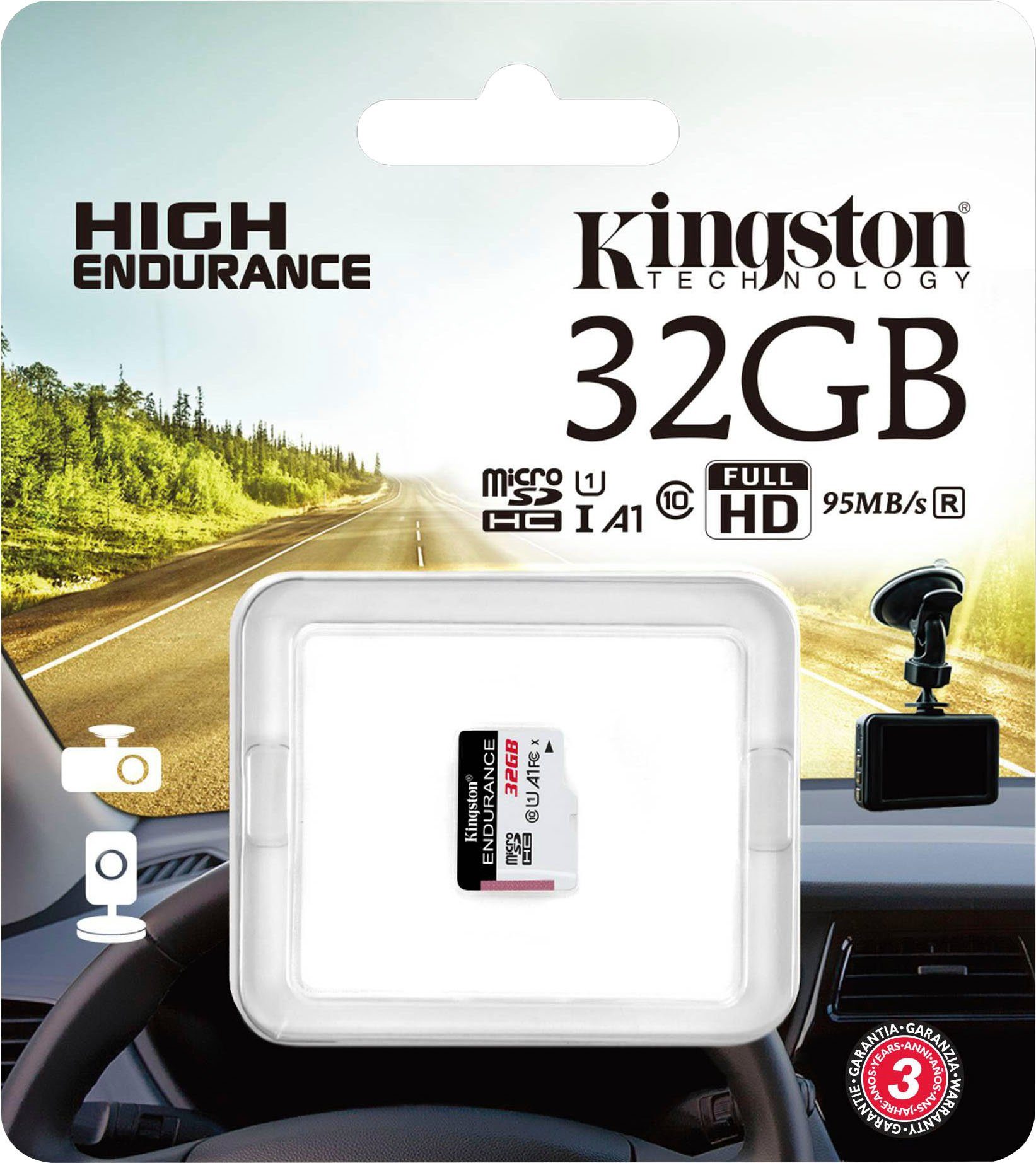 Kingston HIGH-ENDURANCE microSD 32GB Speicherkarte (32 GB, UHS-I Class 10, 95 MB/s Lesegeschwindigkeit)