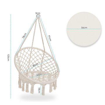 KESSER Hängesessel, Hängesessel 150kg mit Stahlringe Sitzpolster geflochten