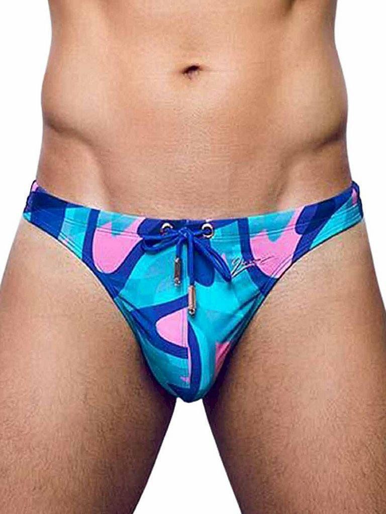 String 2Eros Print Swim Thong V80 Kai Blue XL