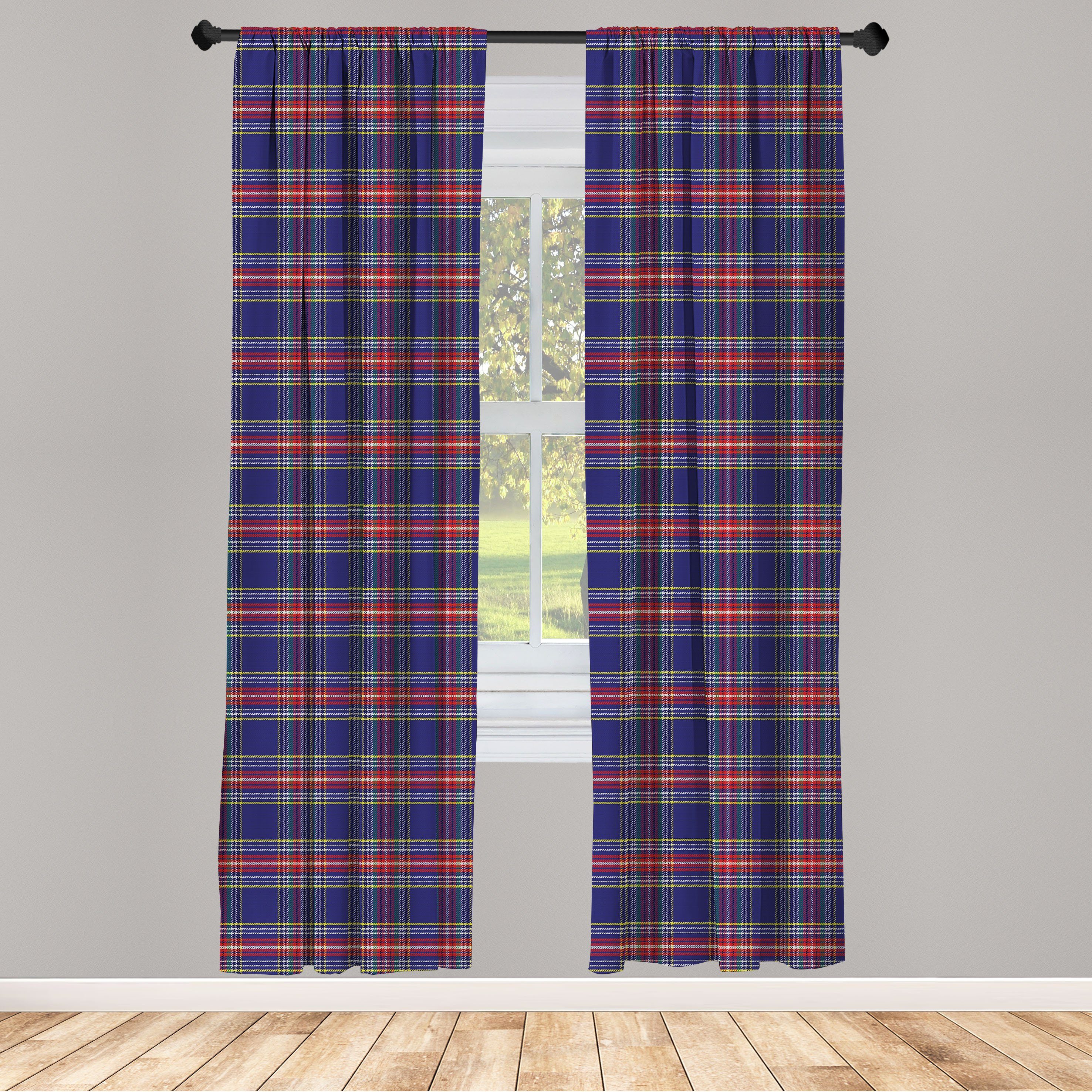 Gardine Vorhang für Dekor, Wohnzimmer Plaid Scottish Microfaser, Abakuhaus, Schlafzimmer Style Country