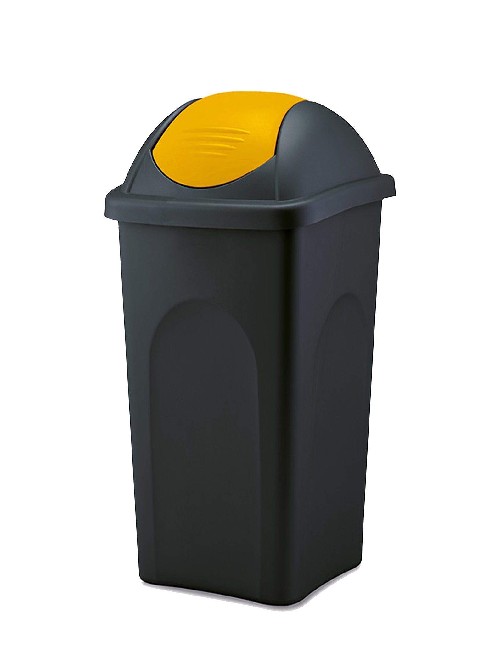 BigDean Mülleimer 30 L groß schwarz Gelb Schwingdeckel Müllsammler  Abfalleimer Müllton