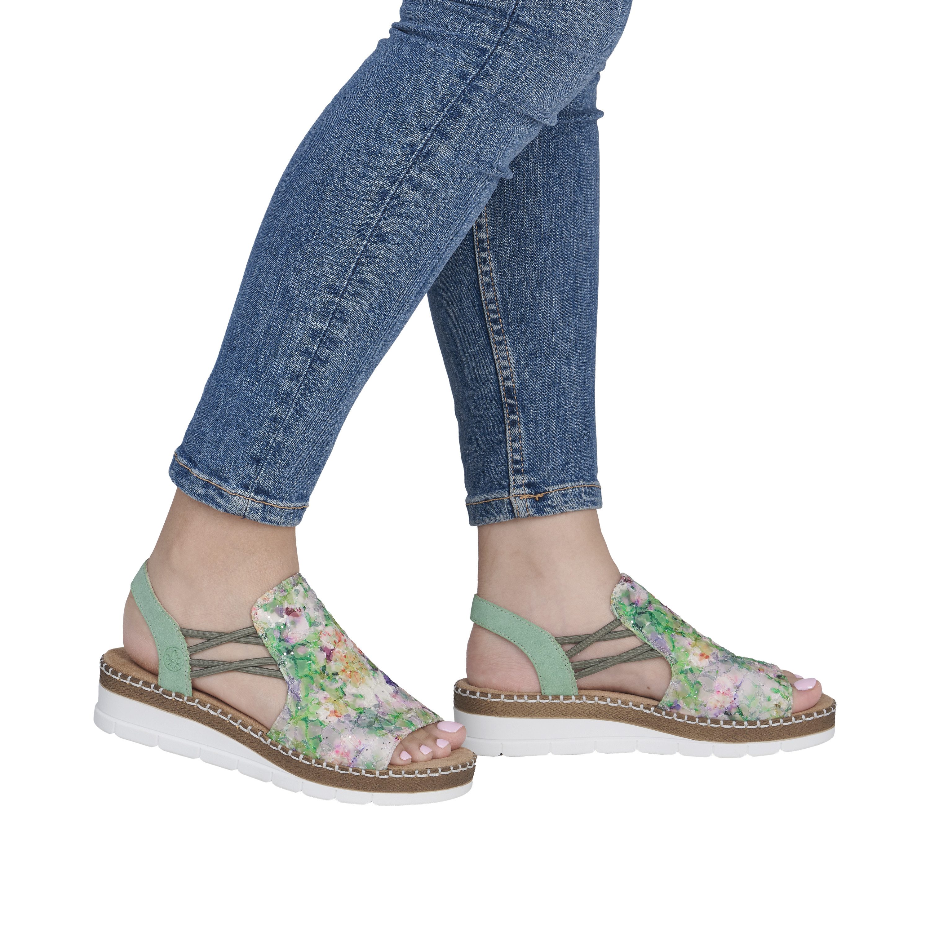 Rieker Sandale Sommerschuh, Sandalette, Keilabsatz, in modischer Optik
