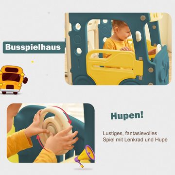 Ulife Rutsche Kinderrutschenset mit Bus, Rutsche, Aktivitätsleiter, Basketballkorb., (Set, 4-in-1), Aus HDPE.