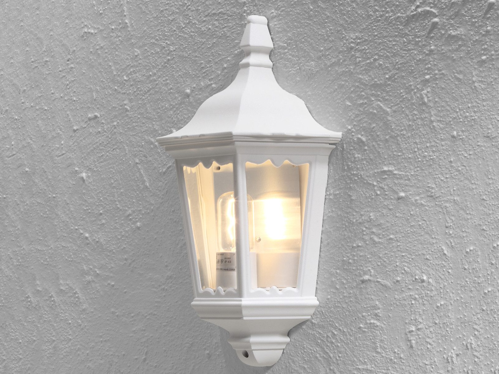 KONSTSMIDE LED Außen-Wandleuchte antike Wand-Laterne, Höhe 44,5cm, LED wechselbar, Warmweiß, Außenleuchte Halbschale zur Fassadenbeleuchtung inkl. E27 Leuchtmittel