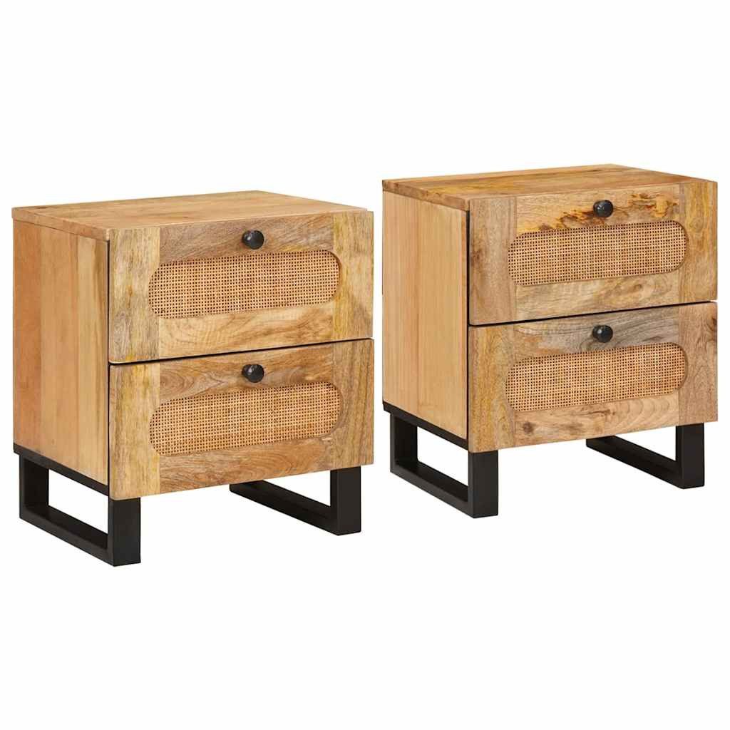 vidaXL Nachttisch Nachttisch 2 stk. Natur 40 x 33 x 46 cm Massivholz (2-St)