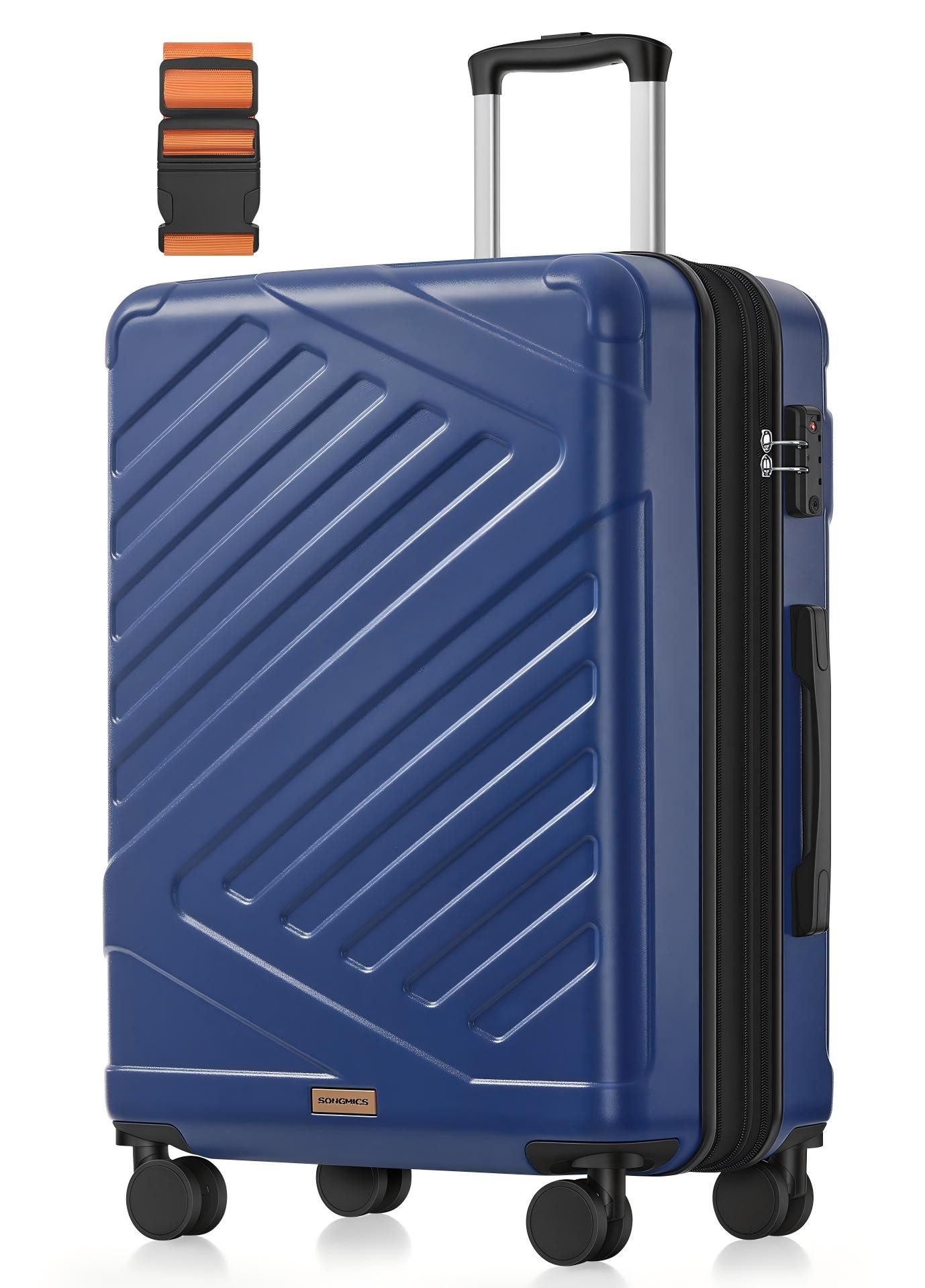 SONGMICS Hartschalen-Trolley Hartschalenkoffer, Handgepäck mit TSA-Schloss Koffergurt & Nassfach, Reisekoffer, 4 leise 360° Zwillingsrollen, ABS Trolley