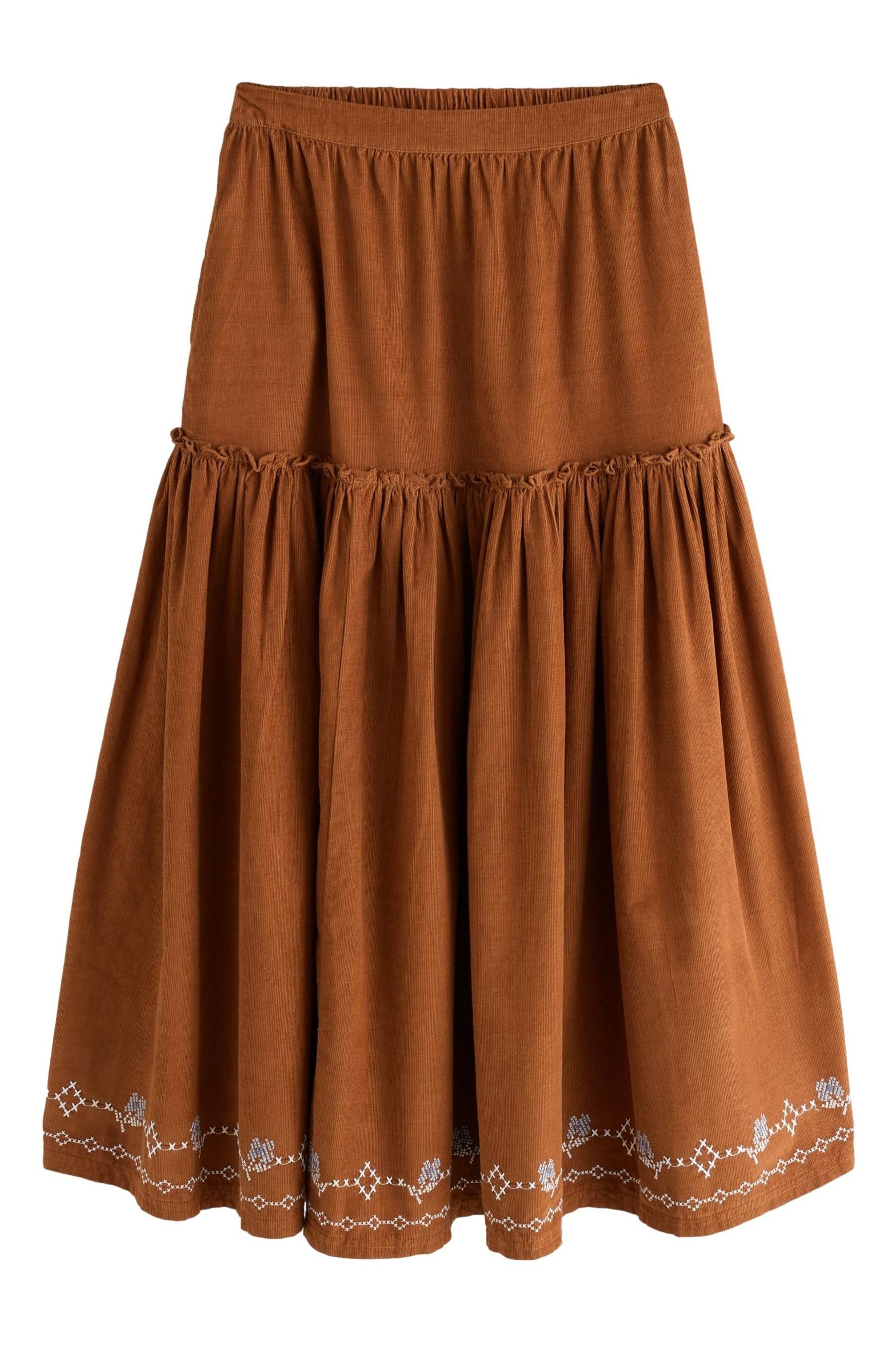 LAURA ASHLEY Volantkleid Laura Ashley gestufter Cordrock mit Stickerei (1-tlg)