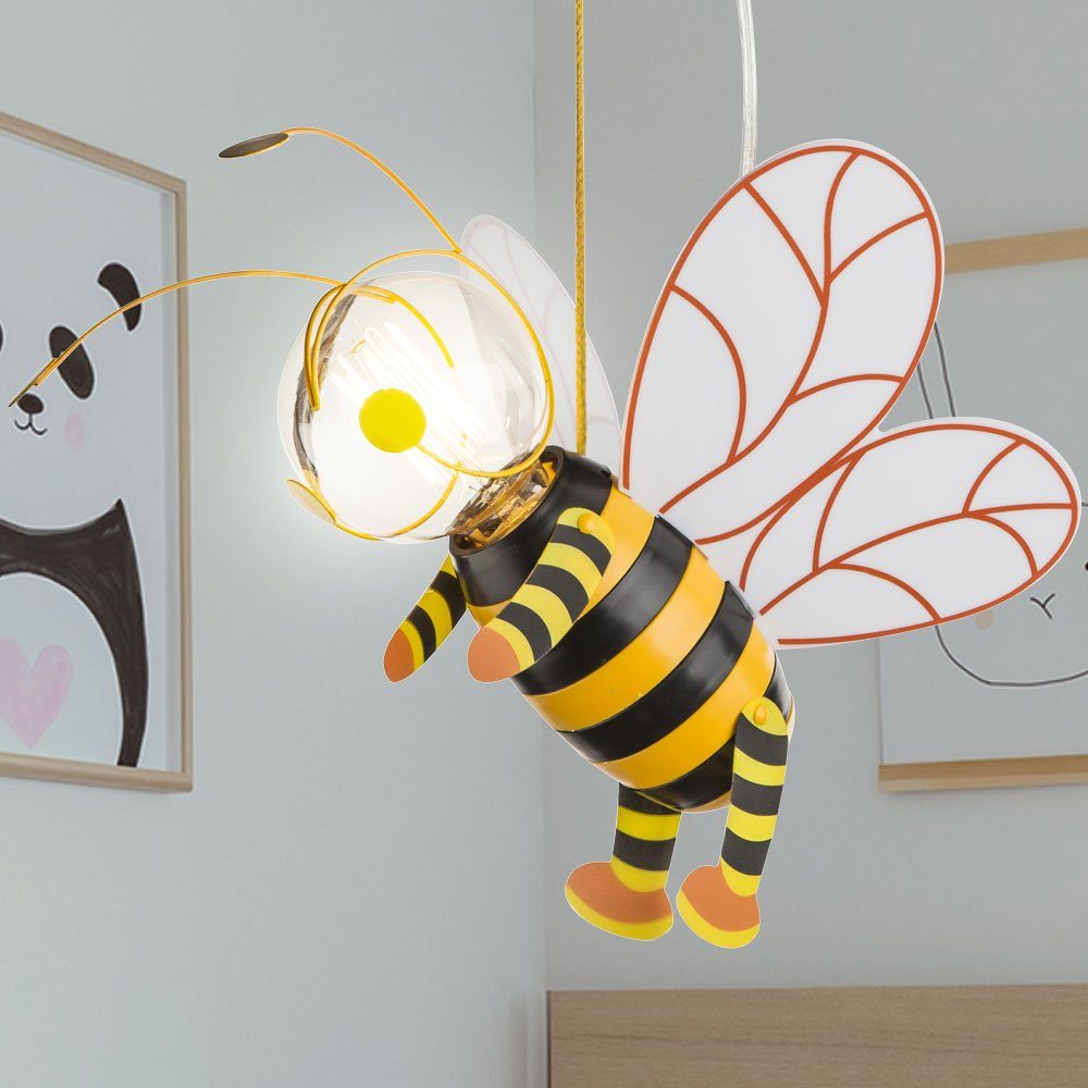 GLOBO LIGHTING Pendelleuchte, Leuchtmittel inklusive, Warmweiß, Kinderzimmerlampe Hängelampe Pendelleuchte Biene warmweiß LED H 120cm