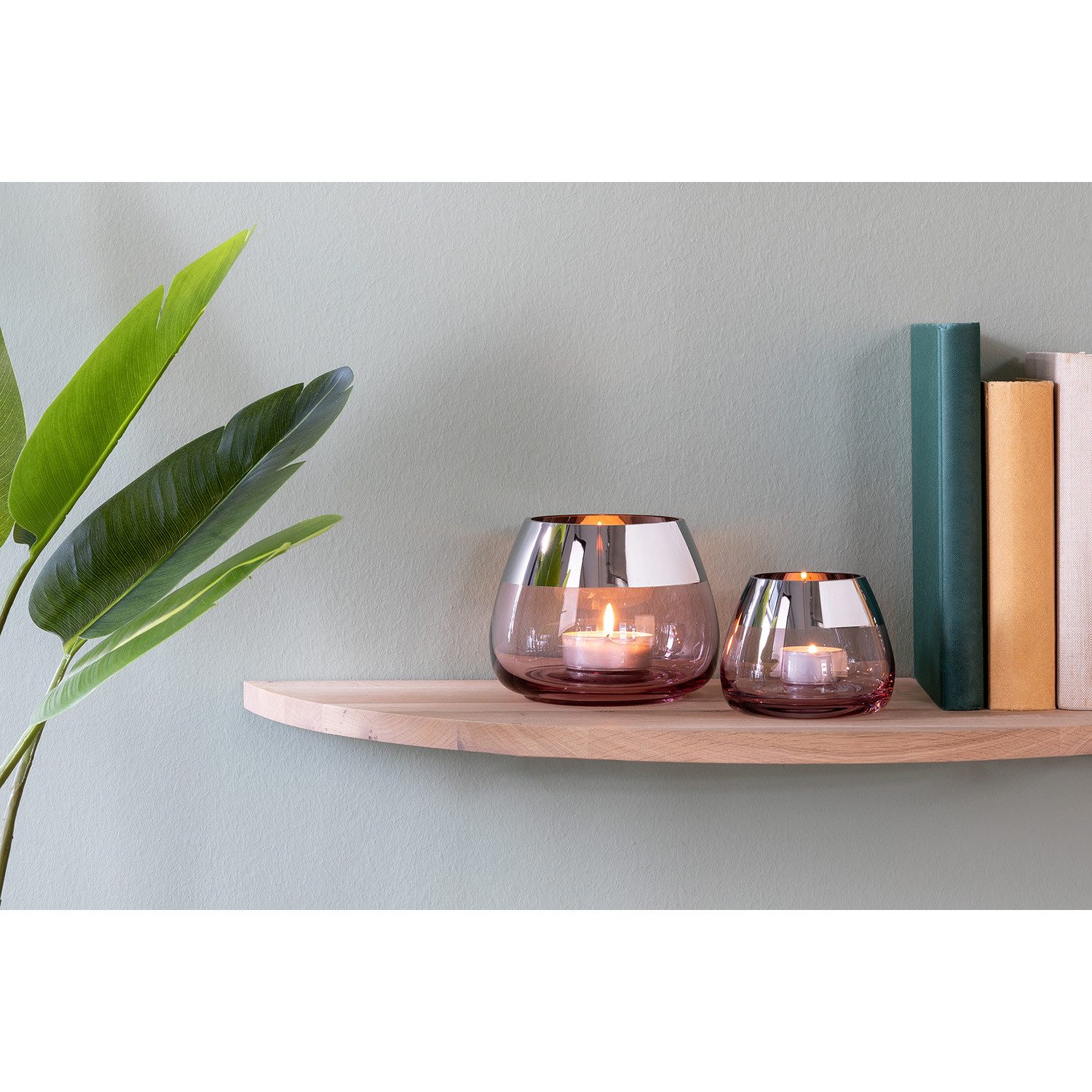 Fink Teelichthalter BELLA Teelichthalter - H.11,6cm x D.15cm - Glas - rose/ günstig online kaufen