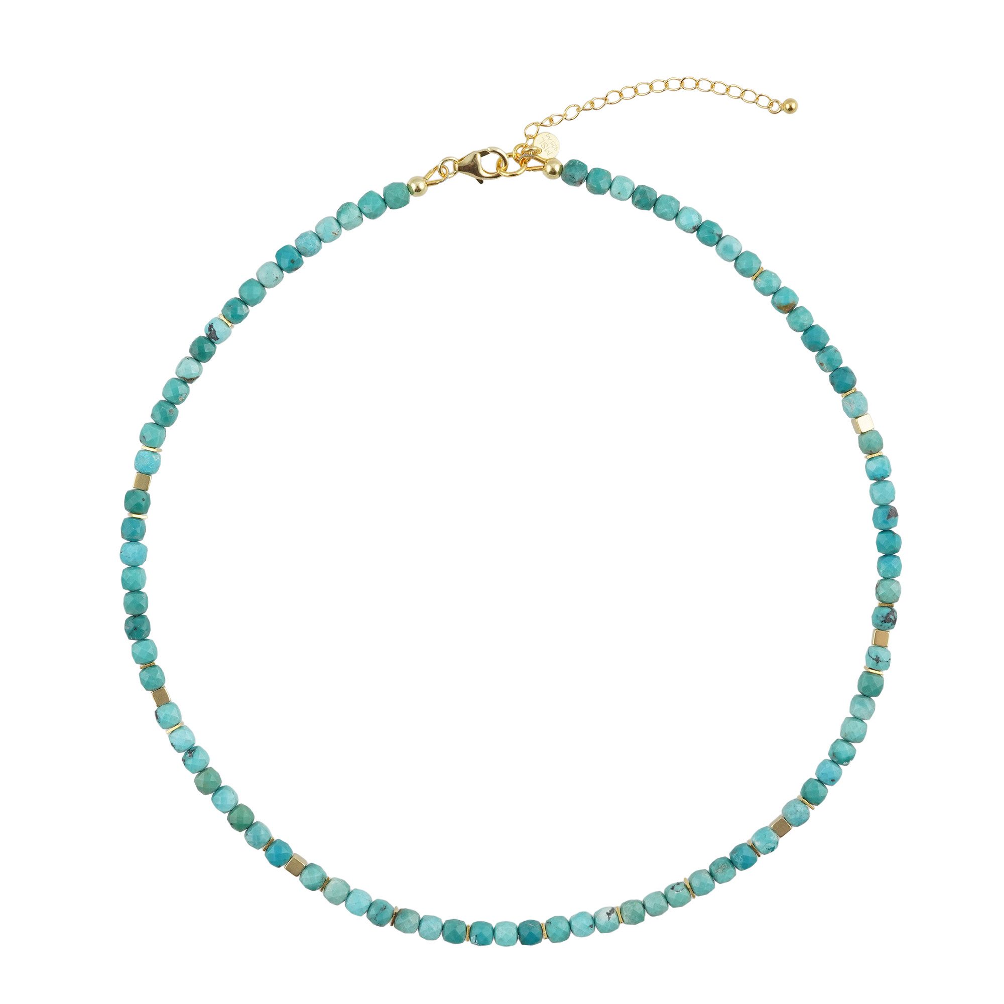 Cavill Silberkette Cavill Türkis Halskette 61,9 ct Silber 925 vergoldet, verstellbar (1-tlg)
