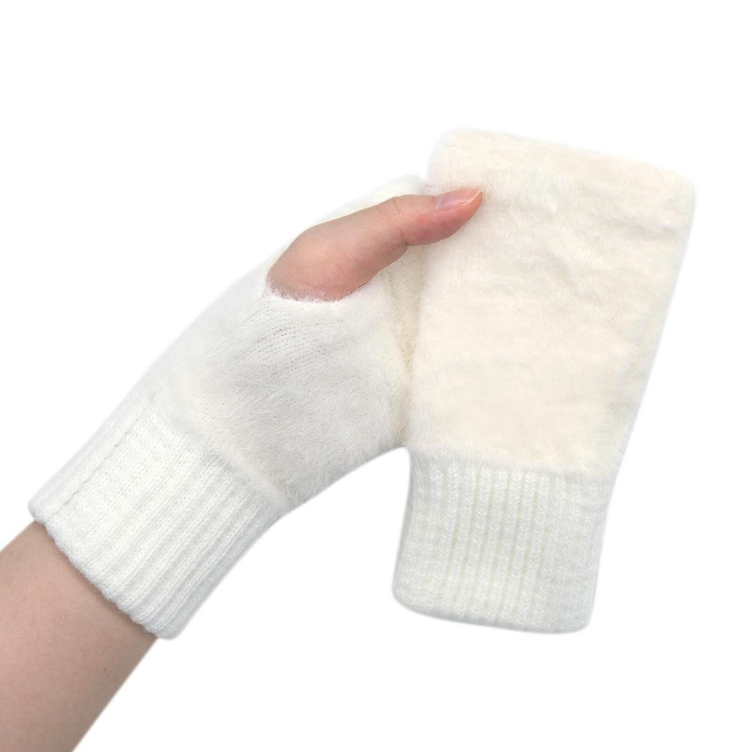 LuxusKollektion Armstulpen Halbfingerhandschuhe Damen Fingerlos Weiß (1-St)